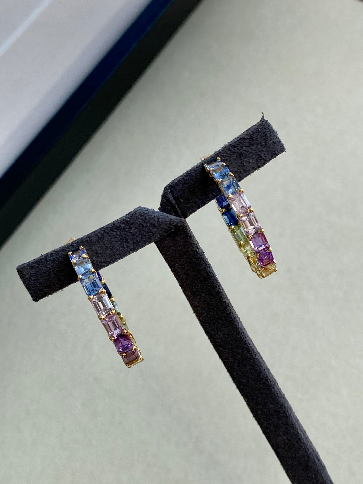 Rainbow Sapphire Hoops