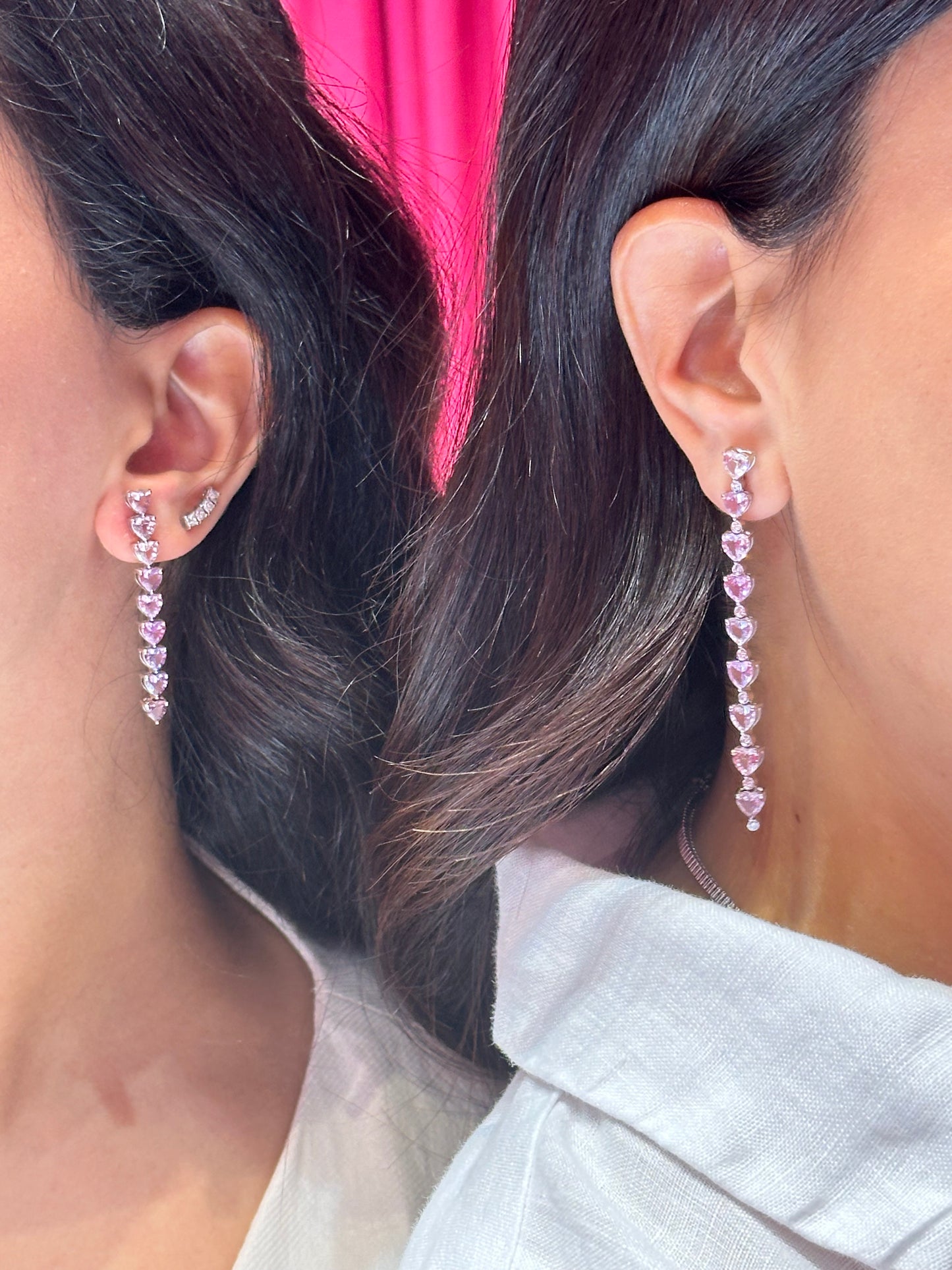 Pink/Purple Sapphire Hearts Earrings