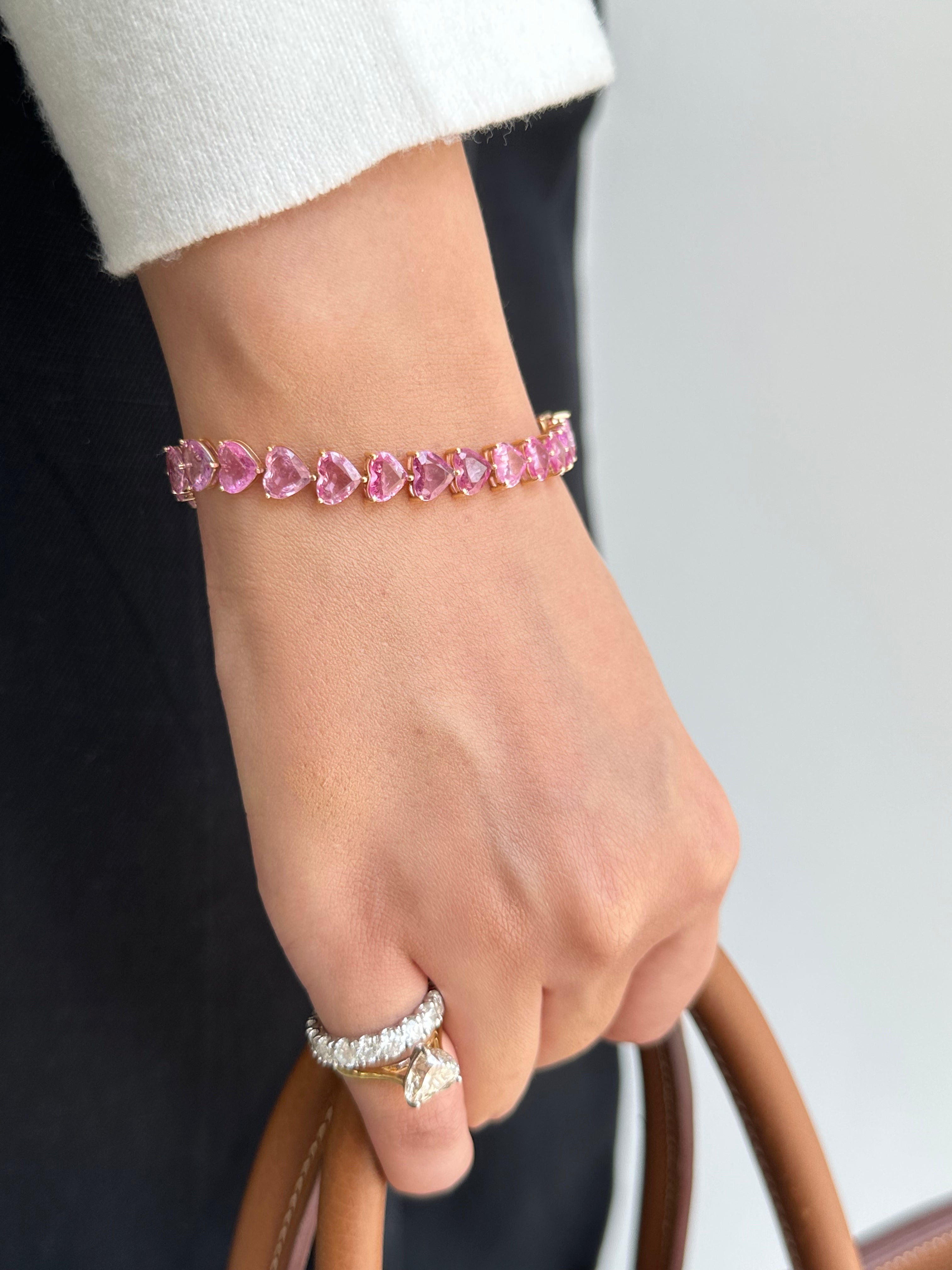 Pink Sapphire Heart Bracelet – SOHO DIAMONDS