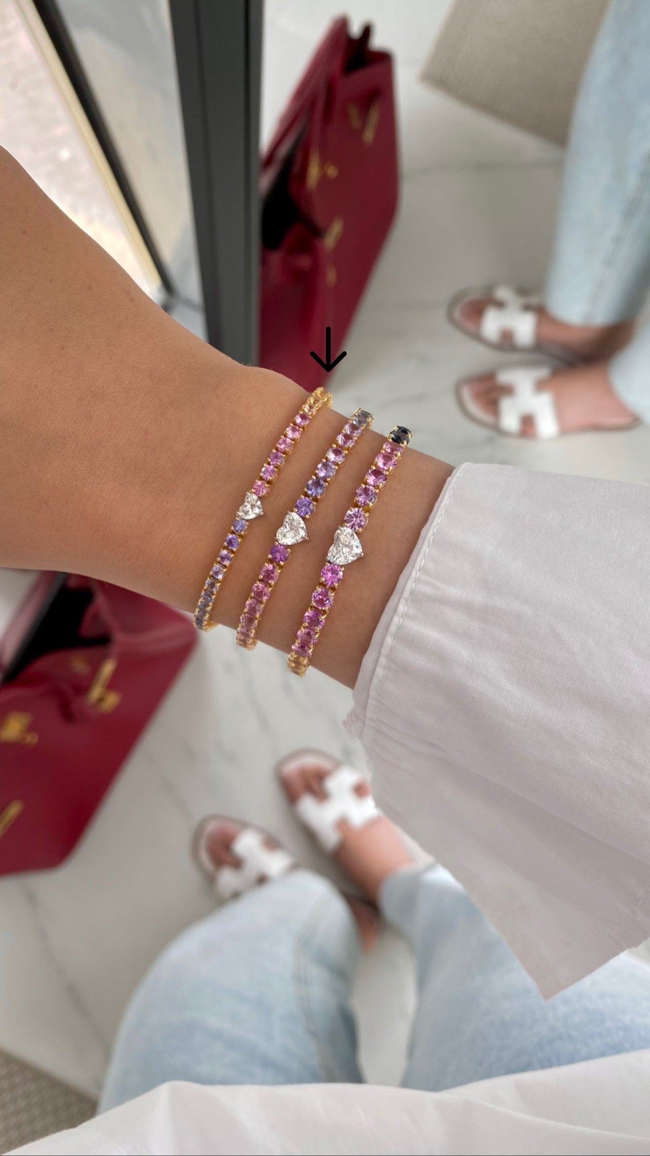 Mini Heart Diamond Rainbow Bracelet