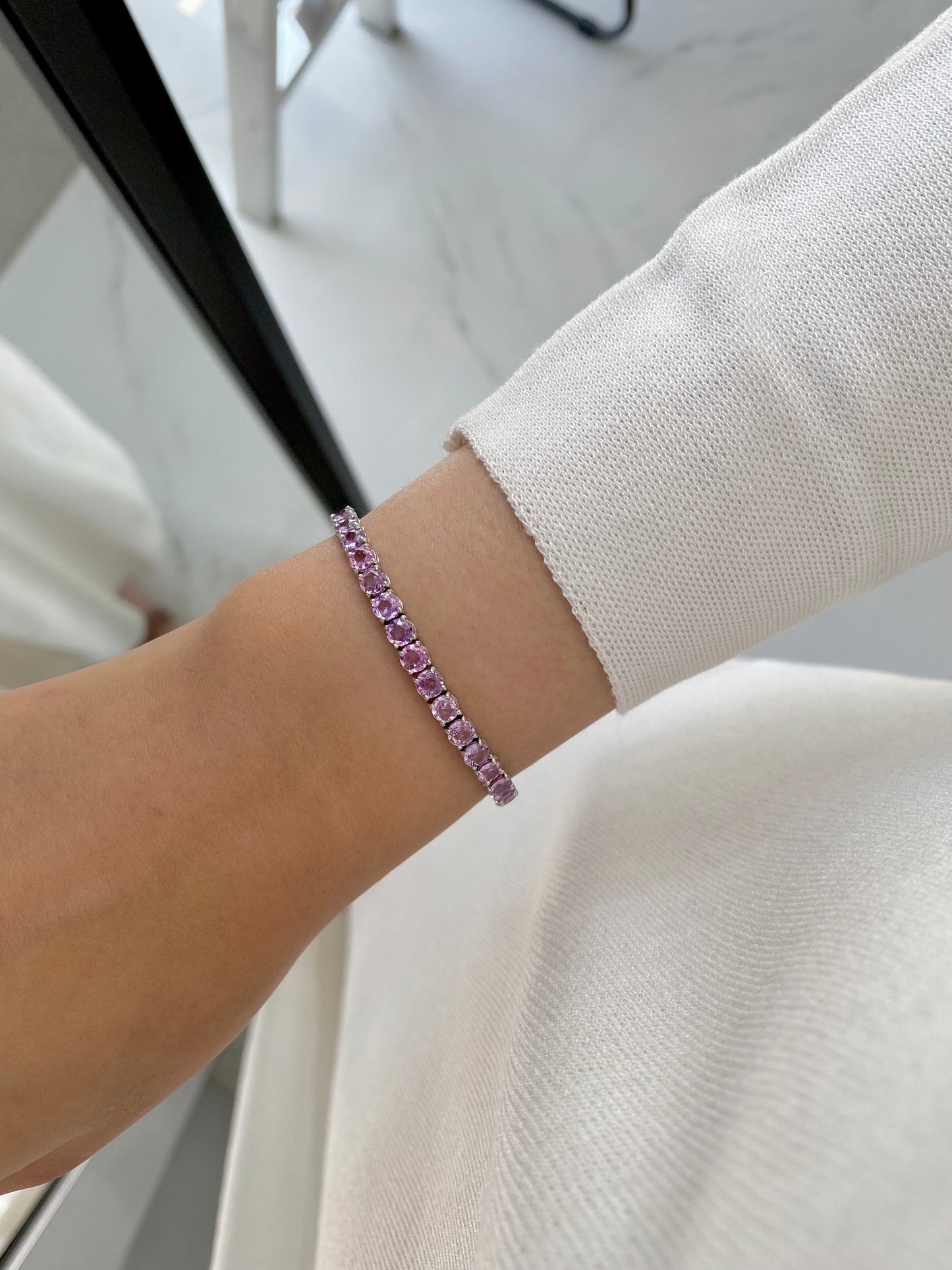 Pink Ombre Rose Cut Sapphire Bracelet
