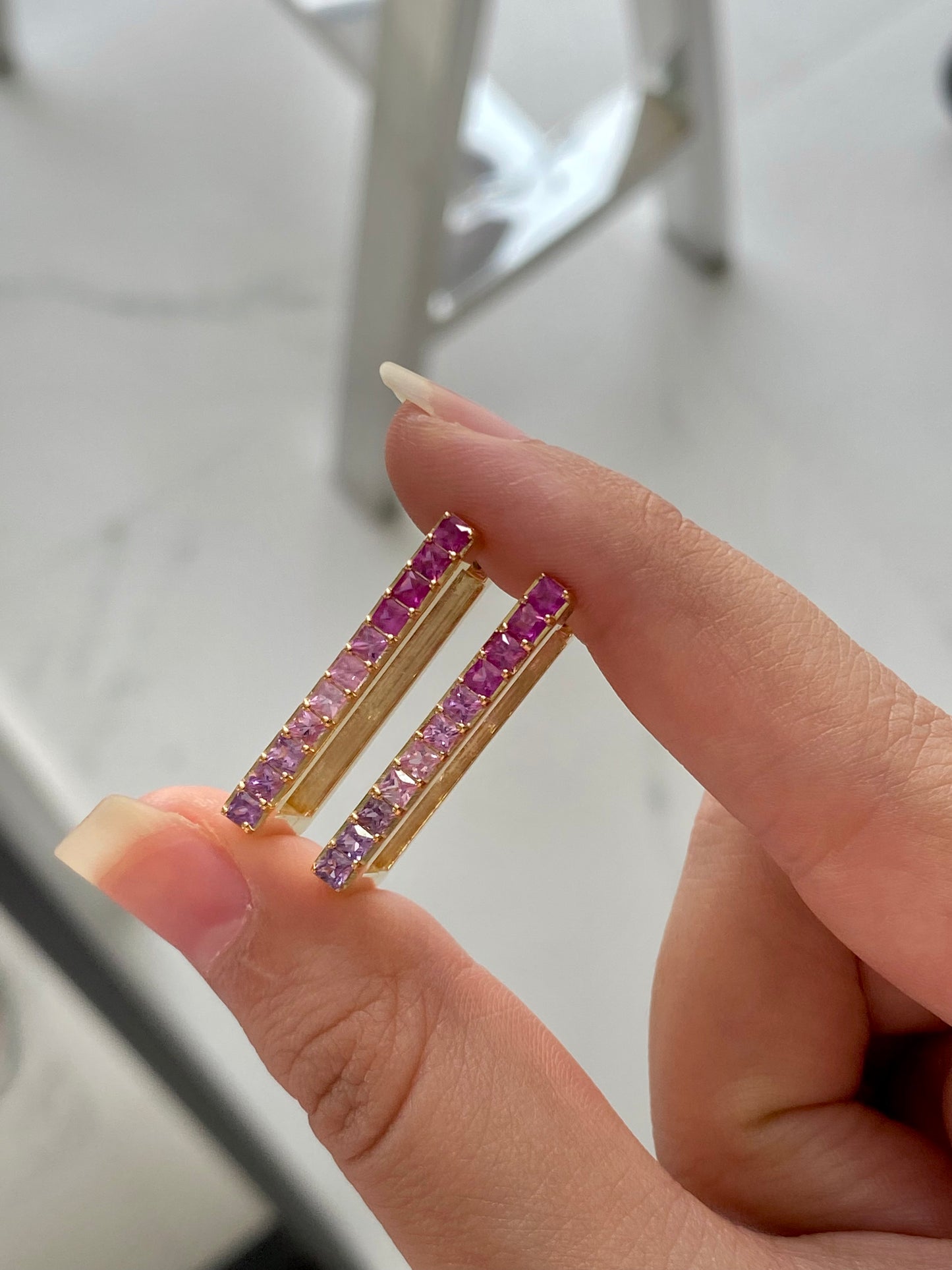 Princess Cut Sapphire Earrings