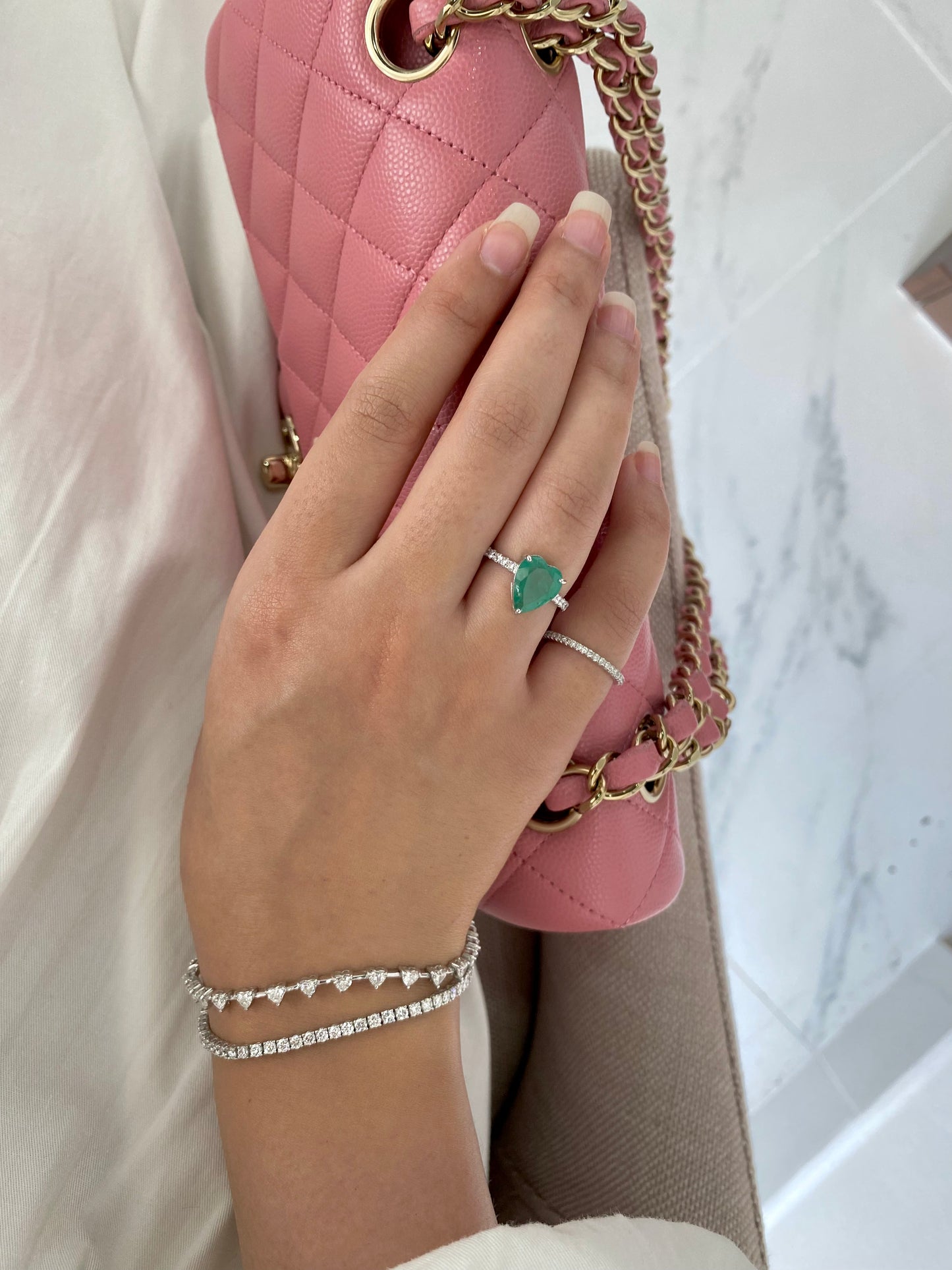 Heart Emerald & Diamond Ring