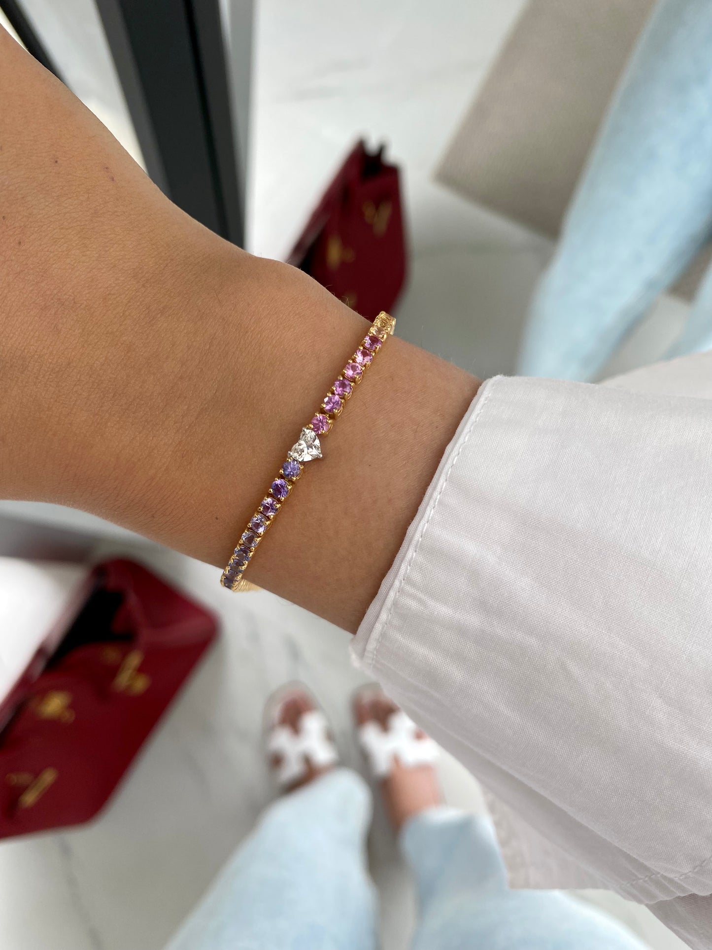 Mini Heart Diamond Rainbow Bracelet