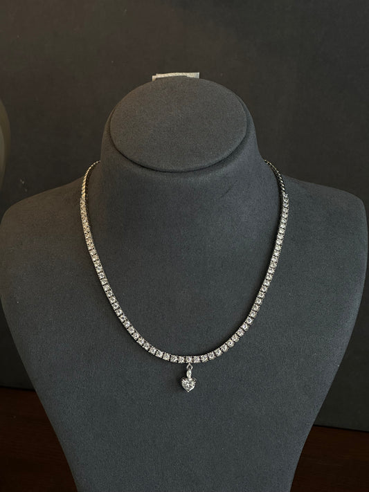 IGI 1.00ct Detachable Heart Diamond Tennis Necklace
