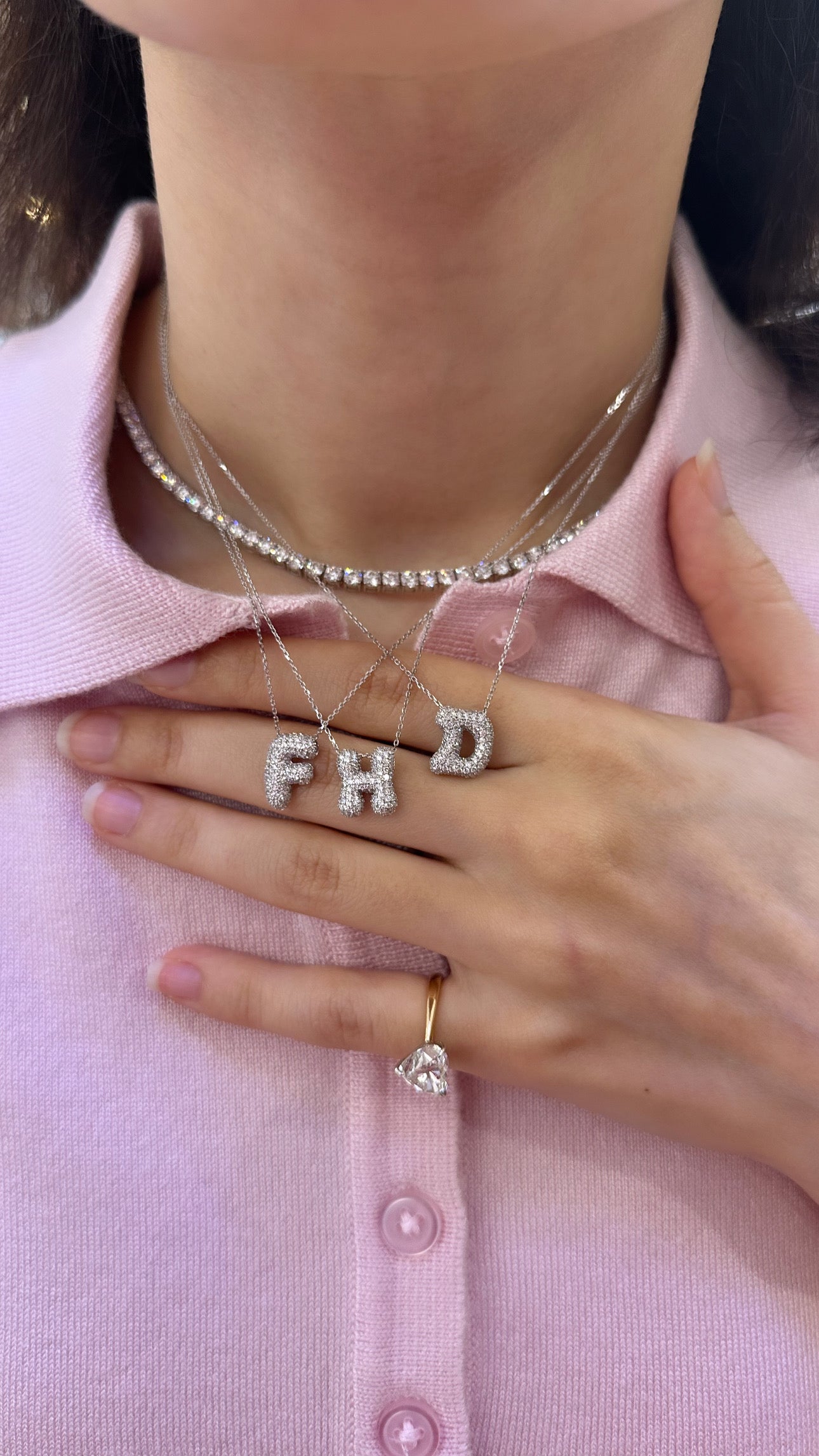 Bubble Letter D Necklace
