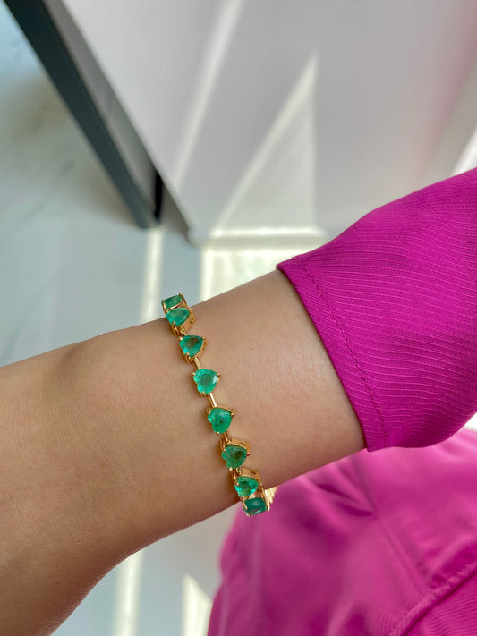 Spaced Apart Emerald Heart Bracelet