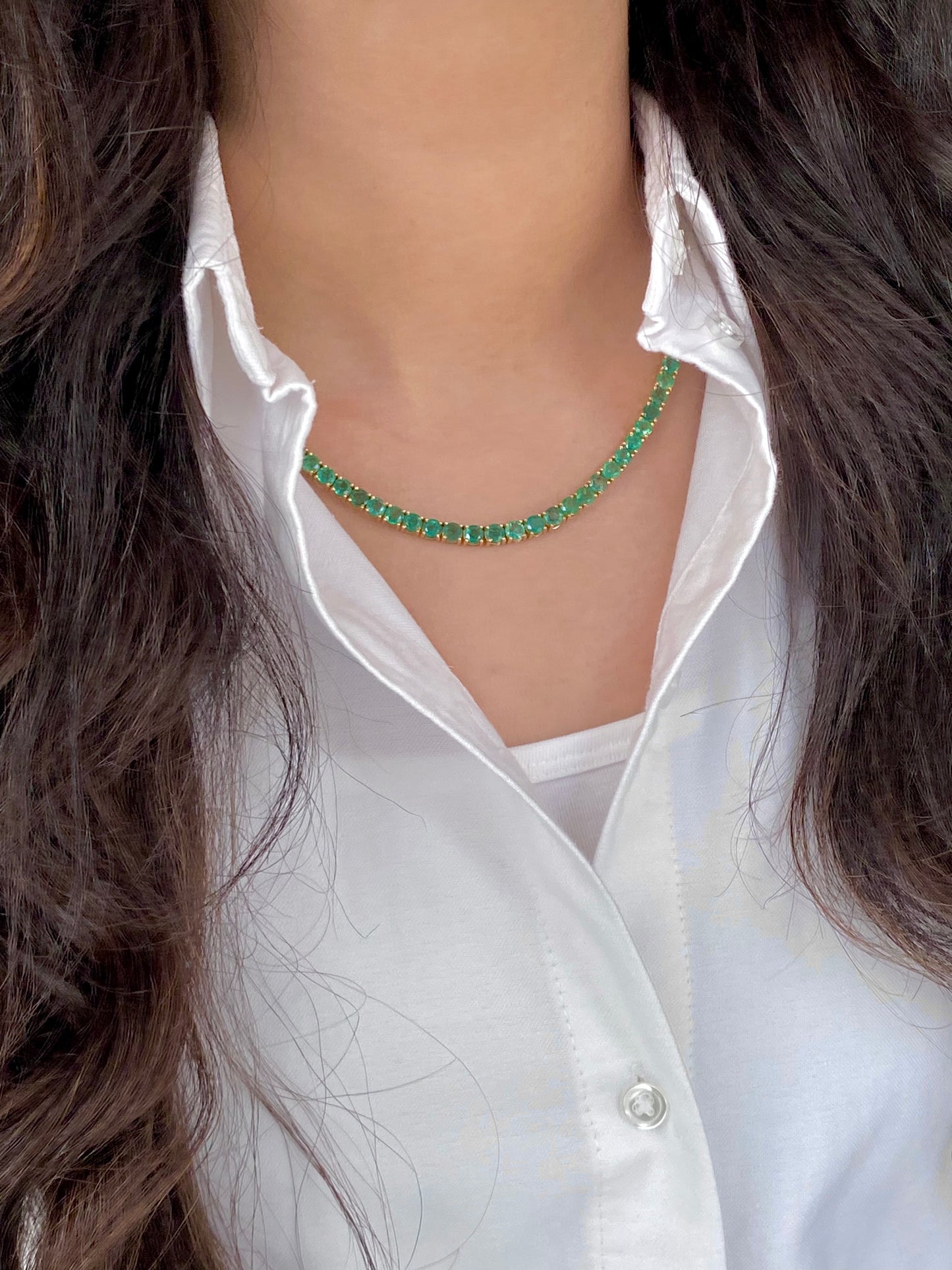 Large Emerald Tennis Necklace