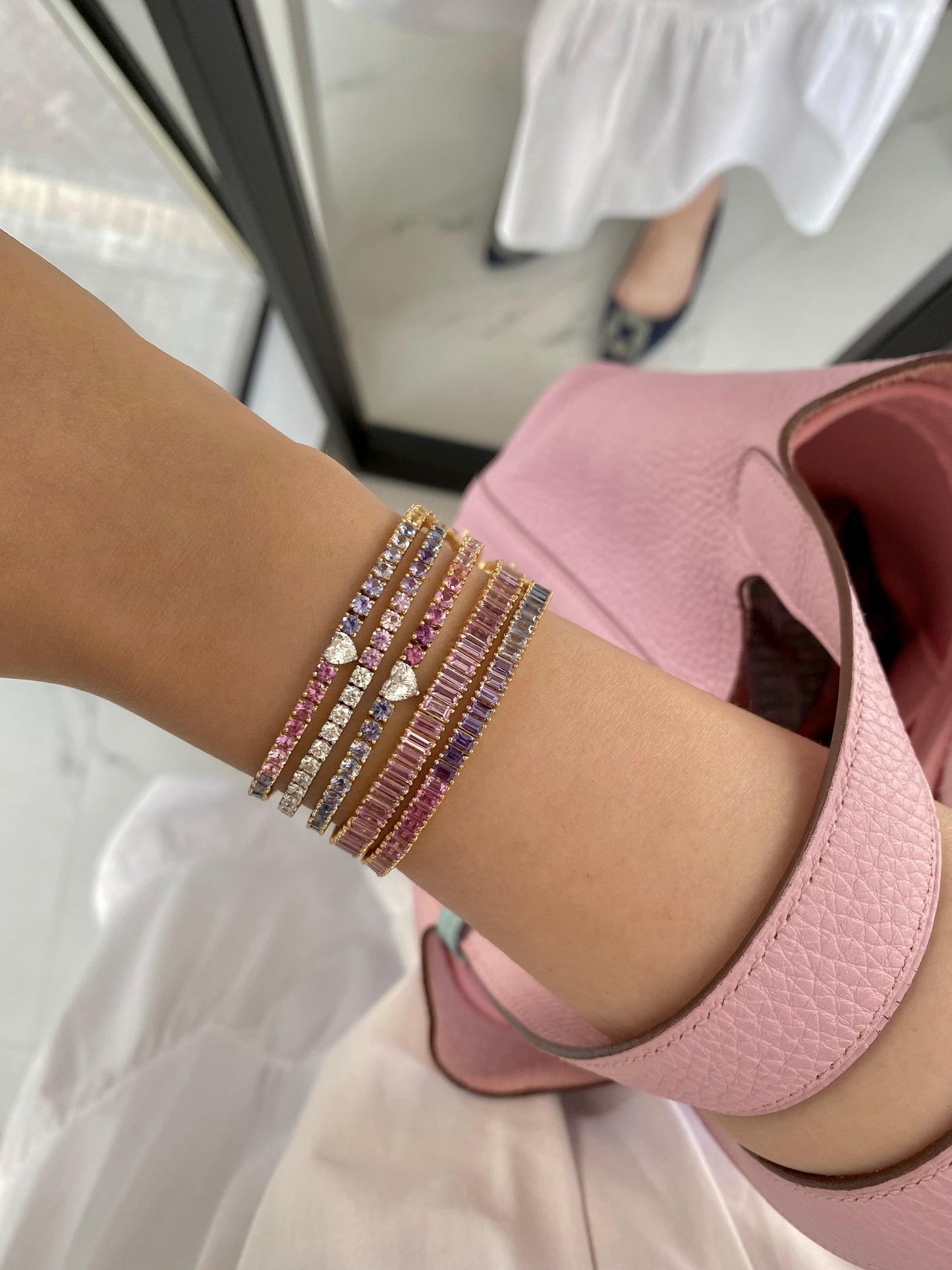 Pink Sapphire Baguette Tennis Bracelet