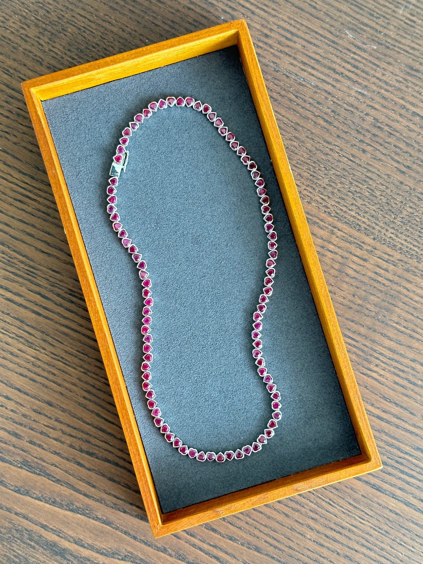Ruby Heart Bezel Set Necklace