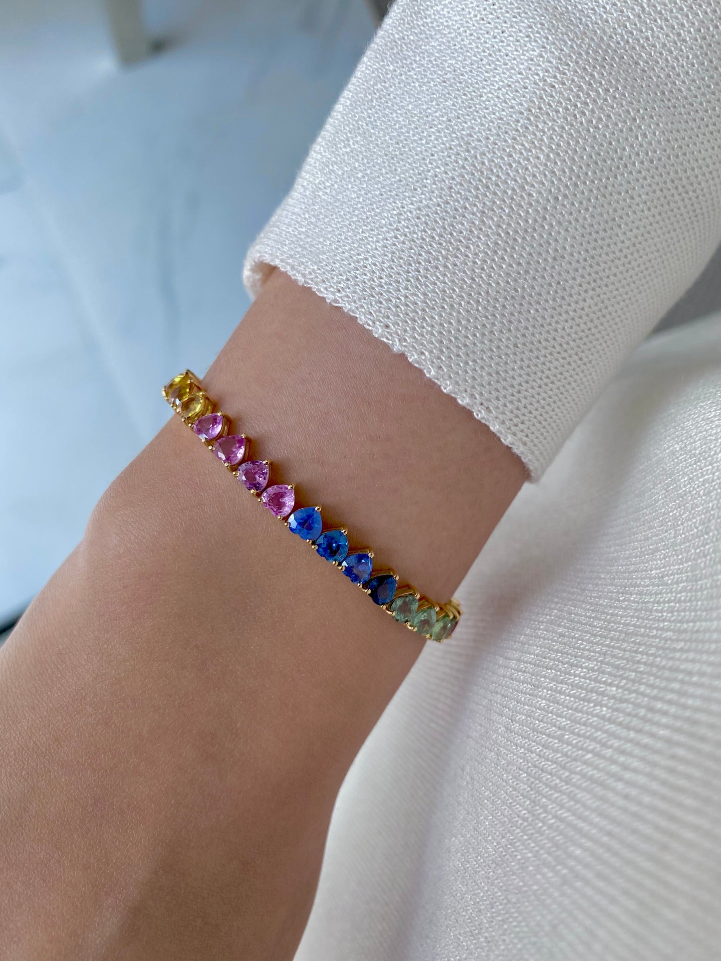 Heart Rainbow Sapphire Bracelet