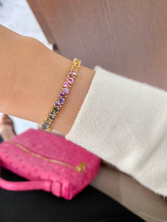 Opposing Pear Rainbow Sapphire Bracelet