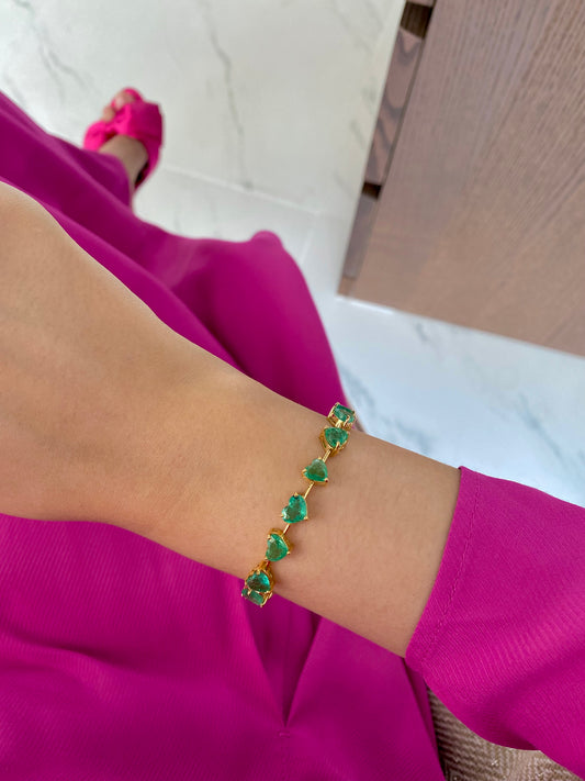 Mismatched Emerald Heart Bracelet