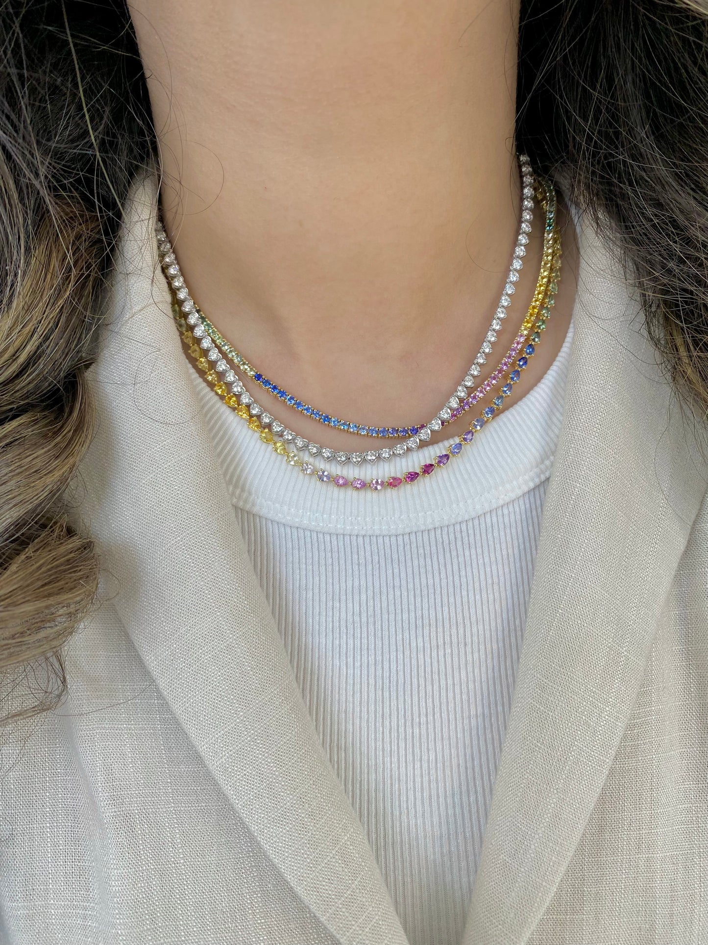 Pear Rainbow Sapphire Necklace