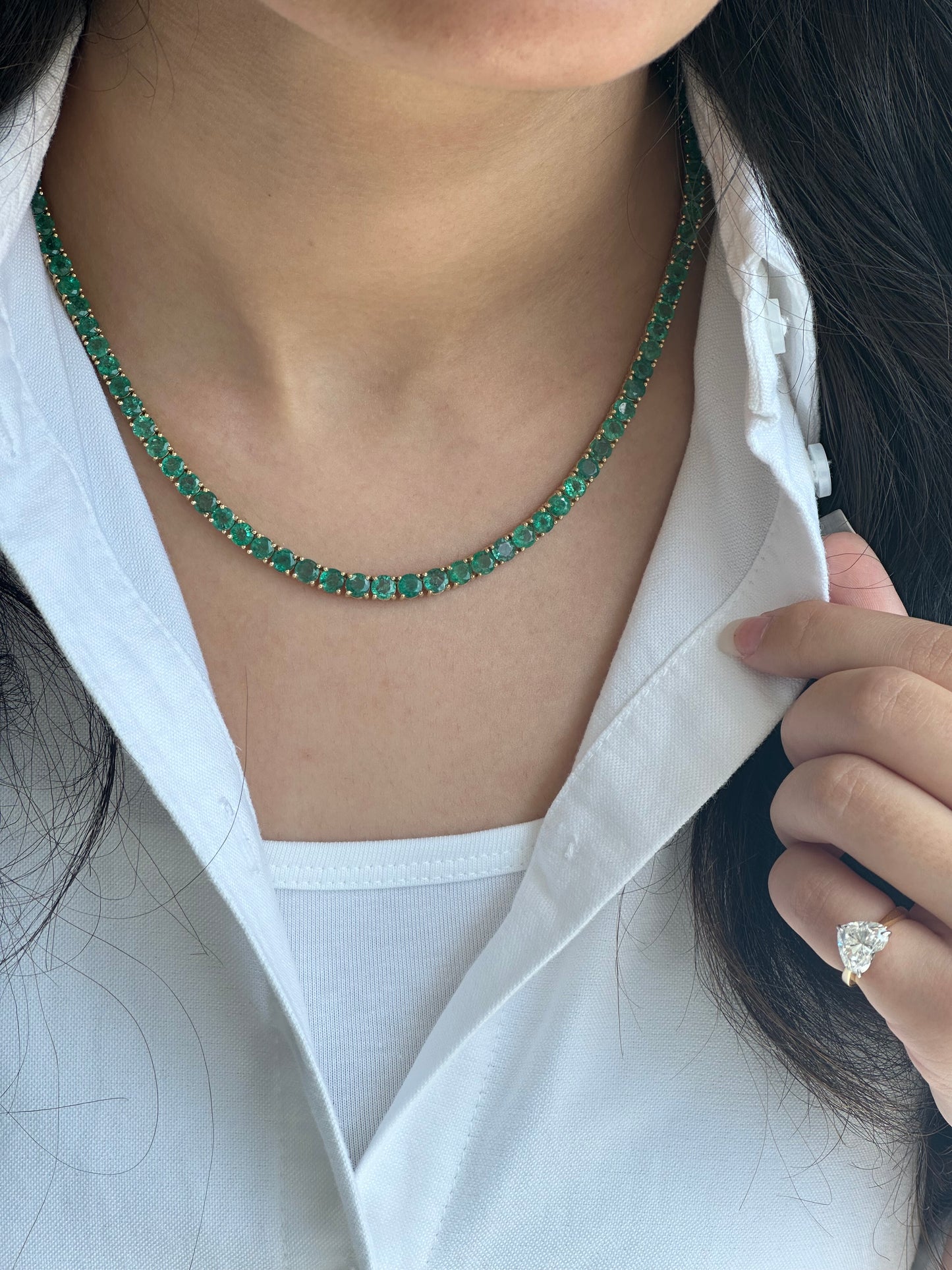 Large Emerald Tennis Necklace