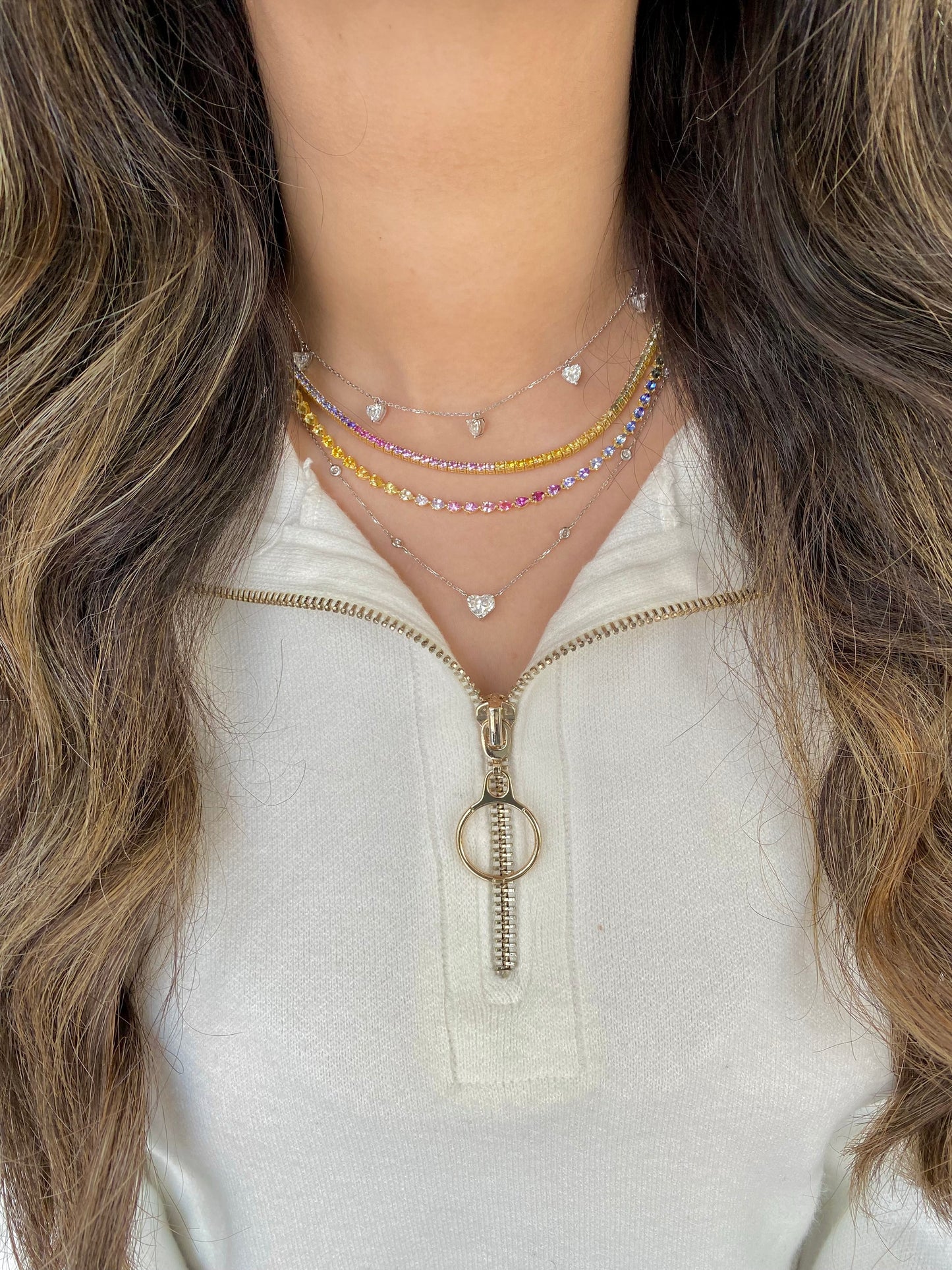 Pear Rainbow Sapphire Necklace