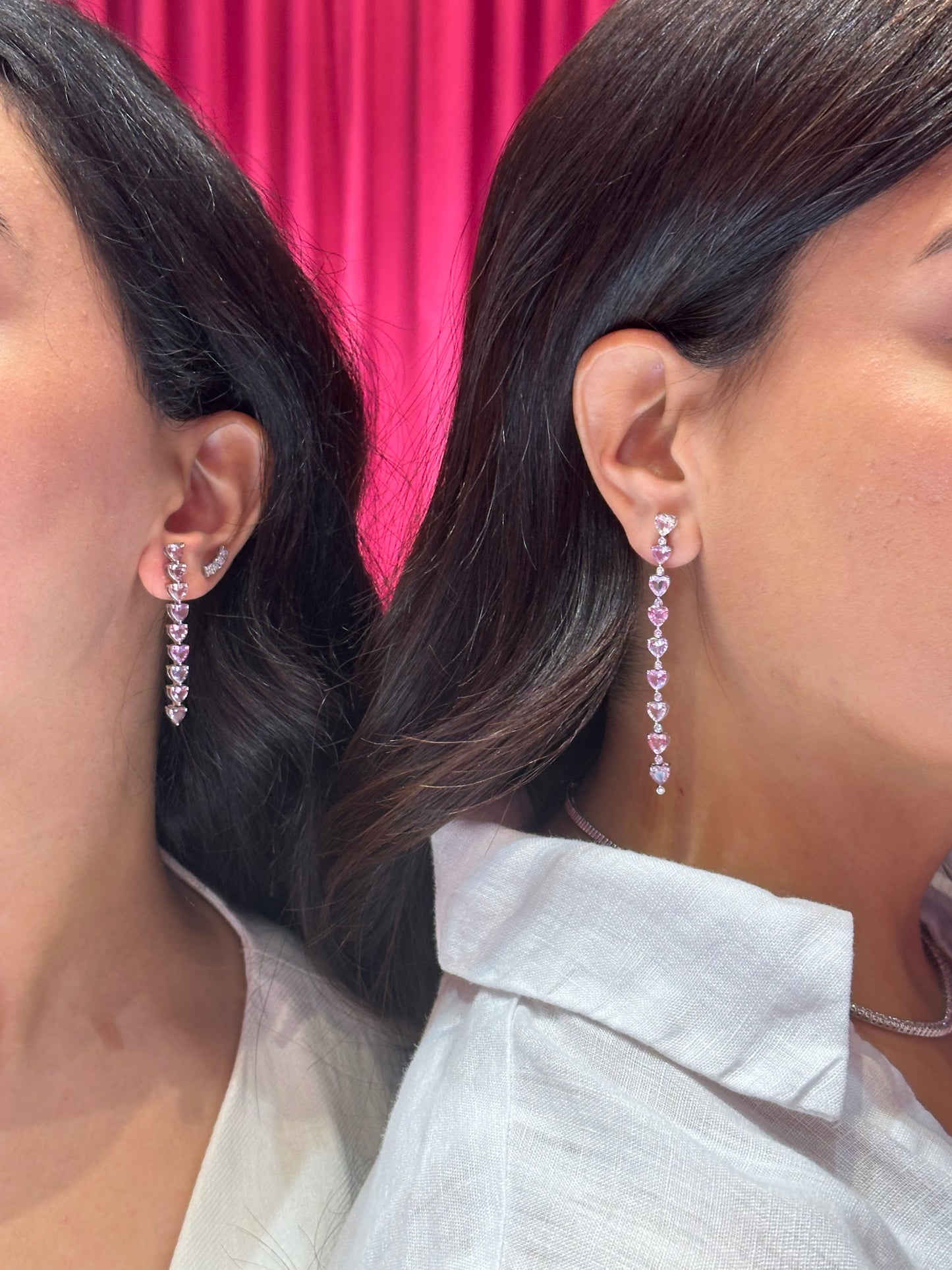 Pink/Purple Sapphire Hearts Earrings
