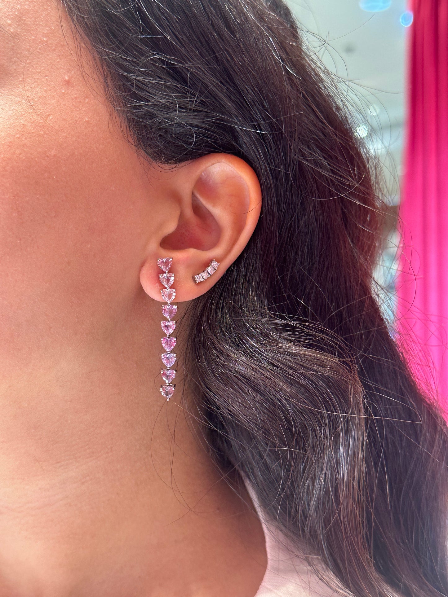 Pink/Purple Sapphire Hearts Earrings