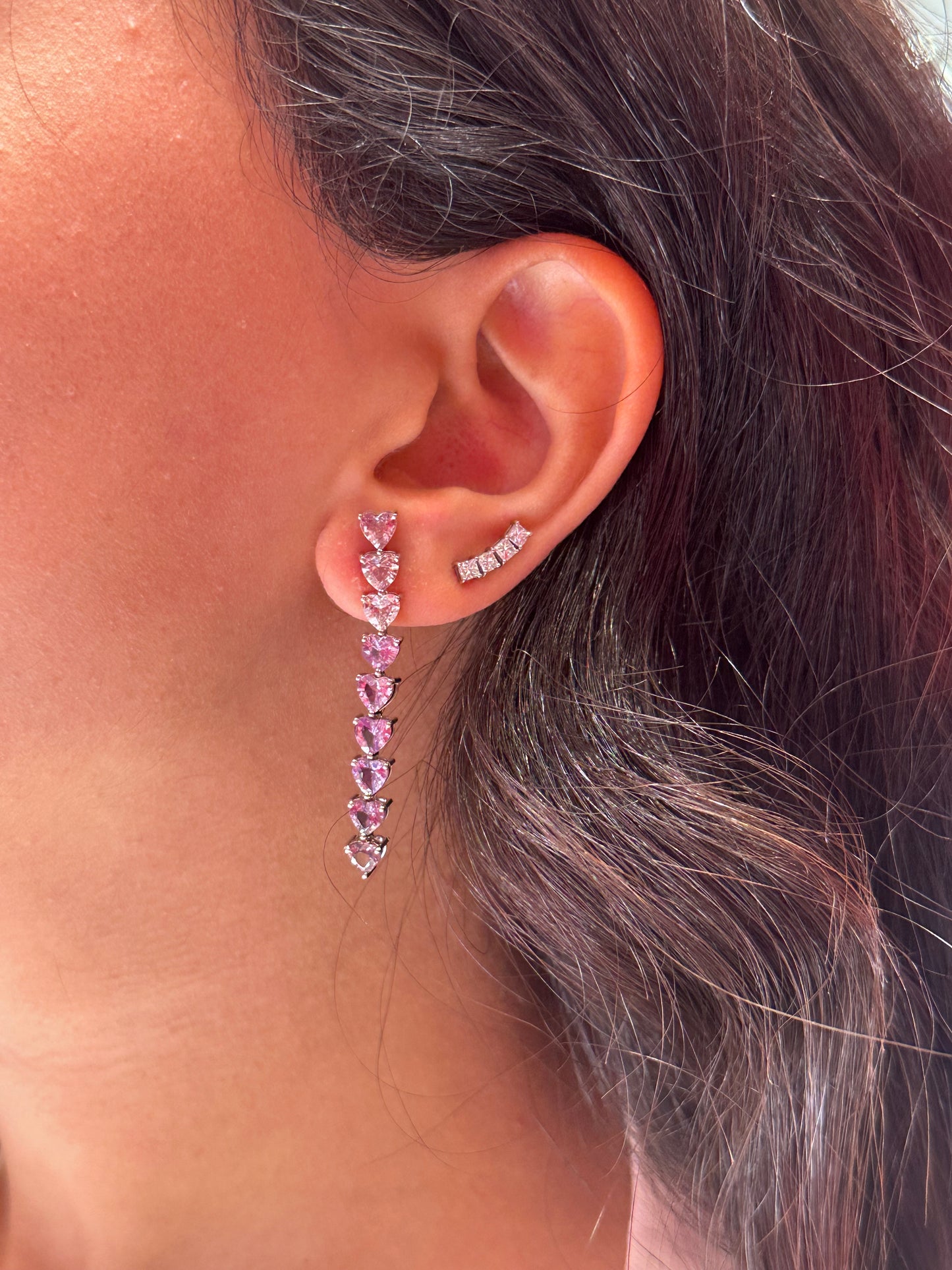 Pink/Purple Sapphire Hearts Earrings