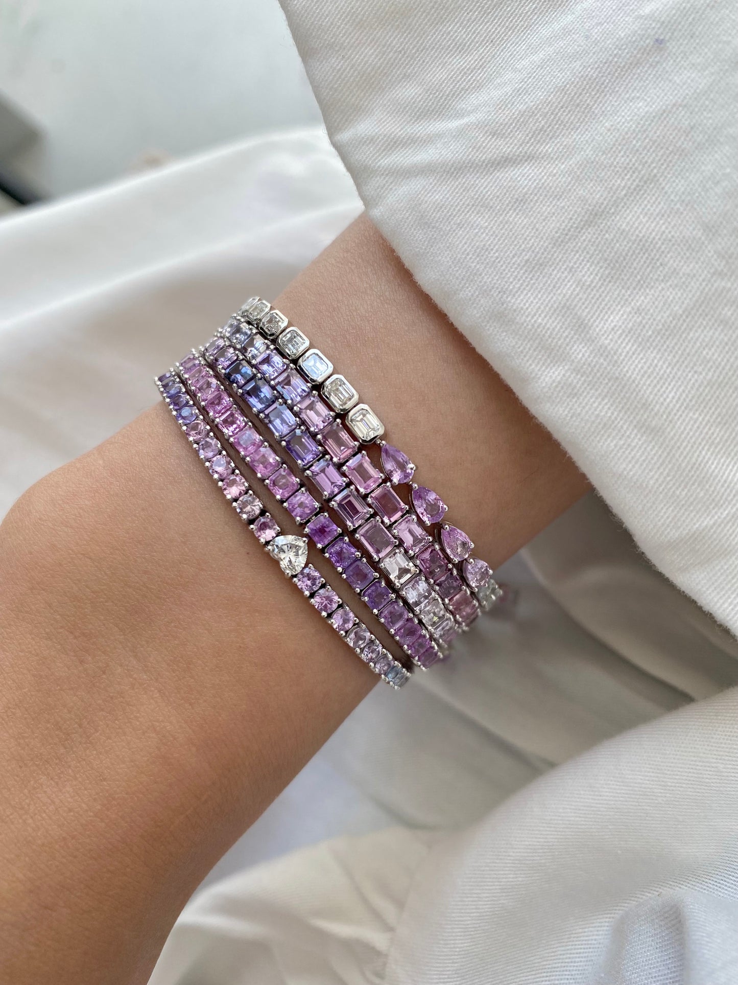 Asscher Cut Pink Purple Ombre Bracelet