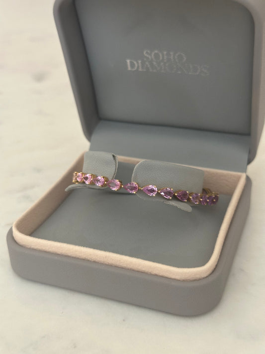 Pink Purple Ombre Pear Sapphire Bracelet