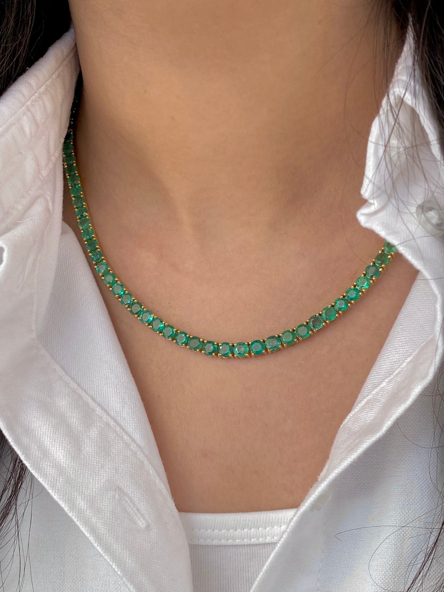 Large Emerald Tennis Necklace