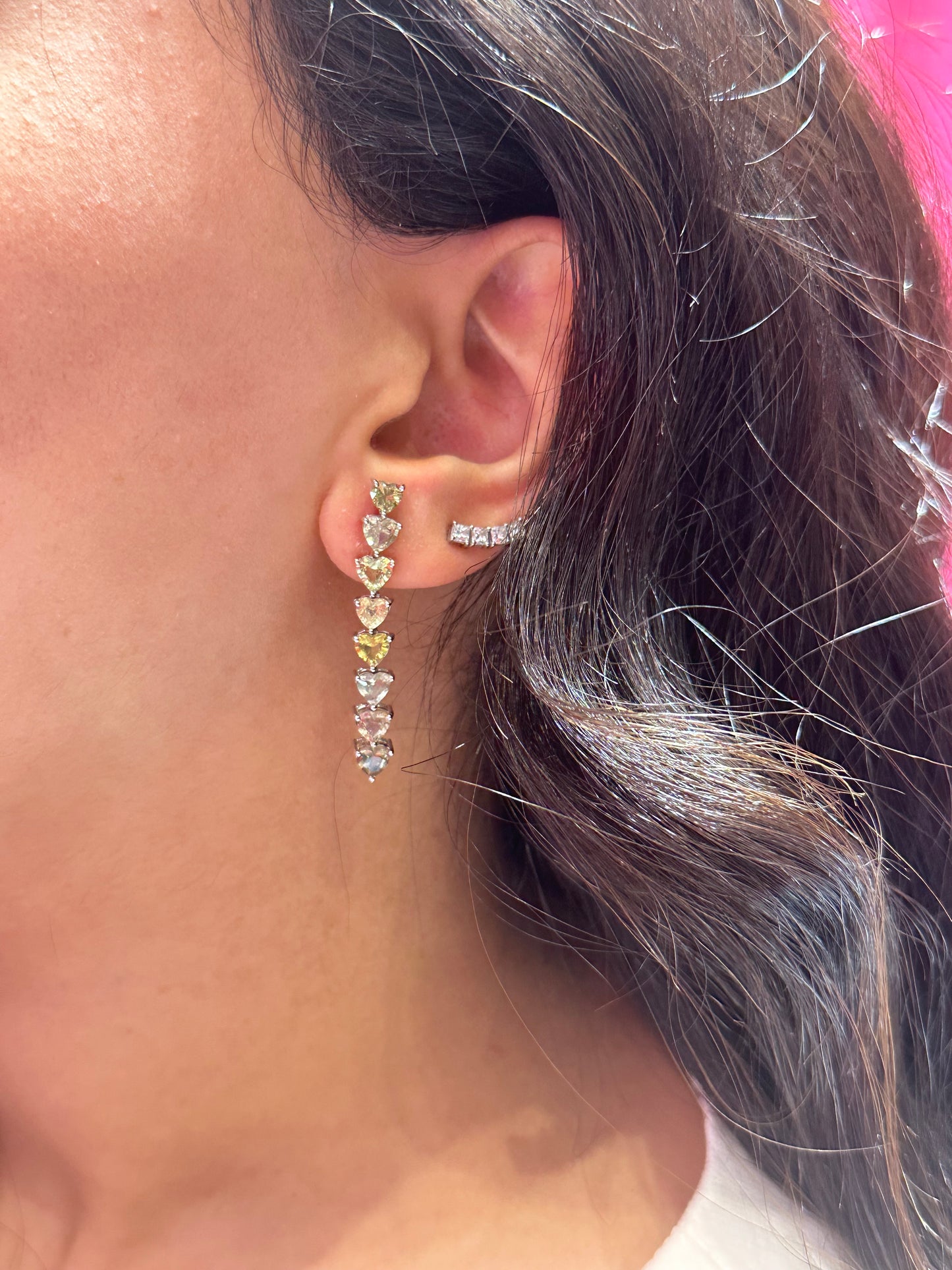 Green Sapphire Hearts Earrings