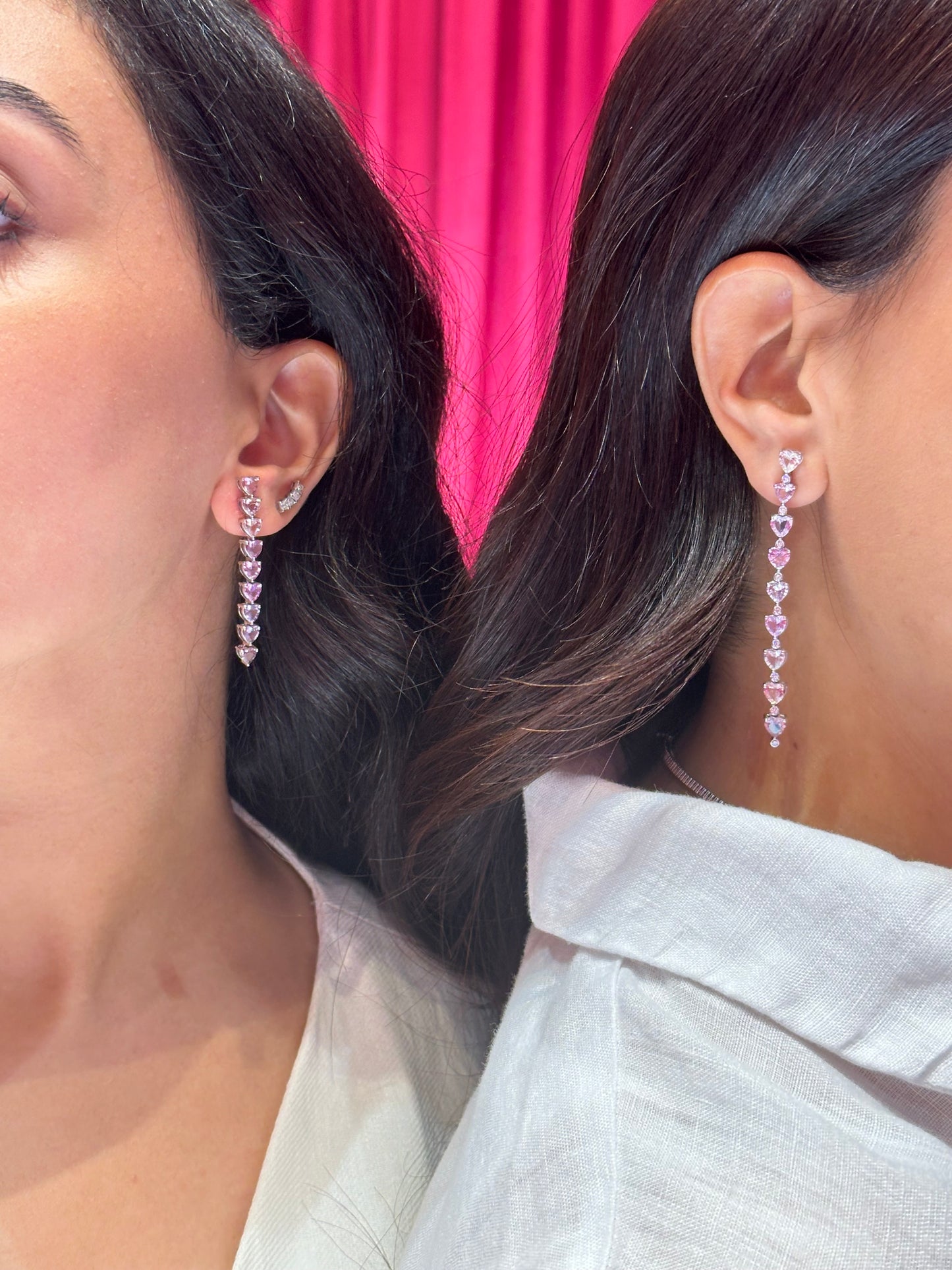 Pink/Purple Sapphire Hearts Earrings