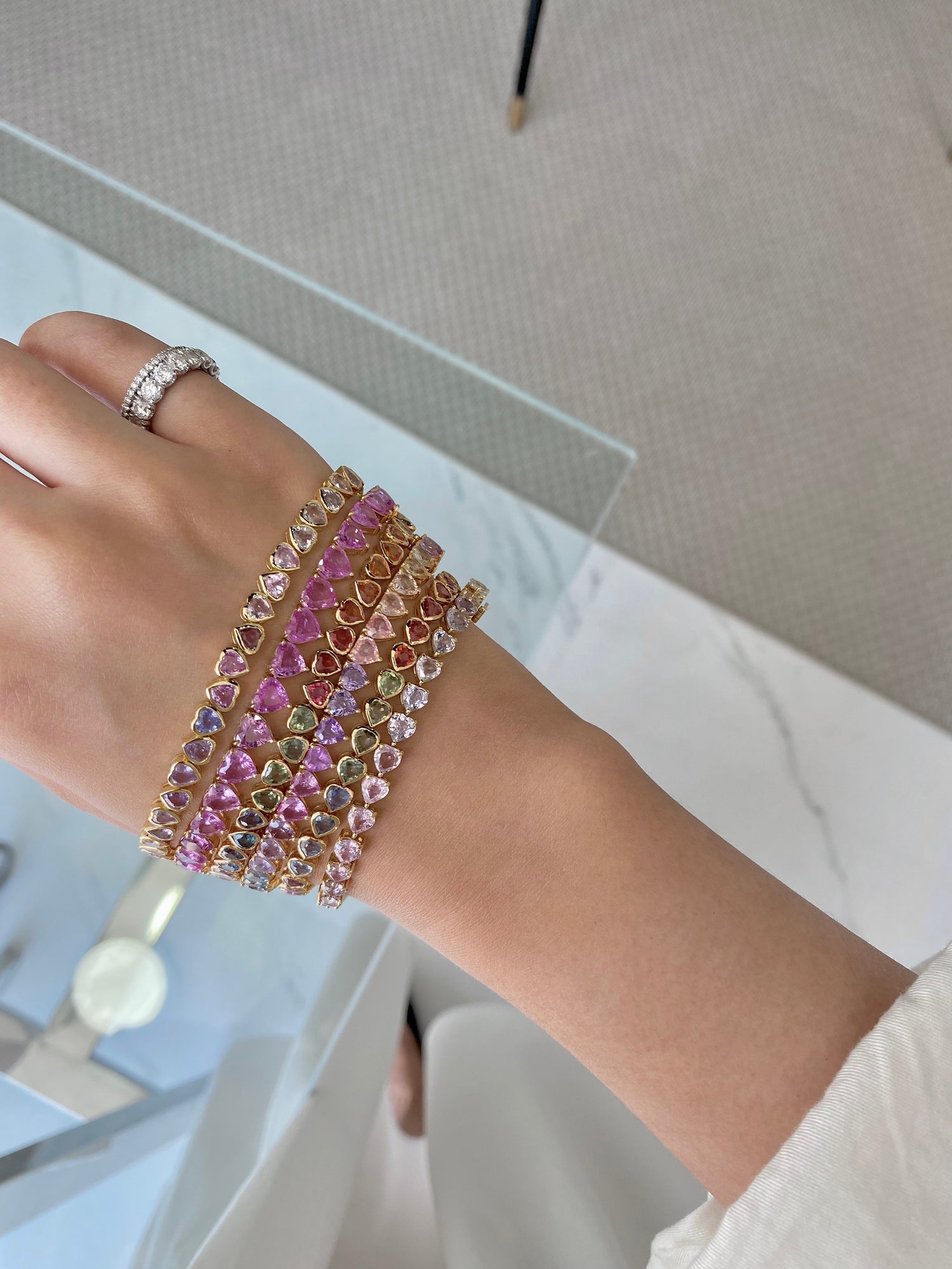 Pink Sapphire Heart Bracelet – SOHO DIAMONDS