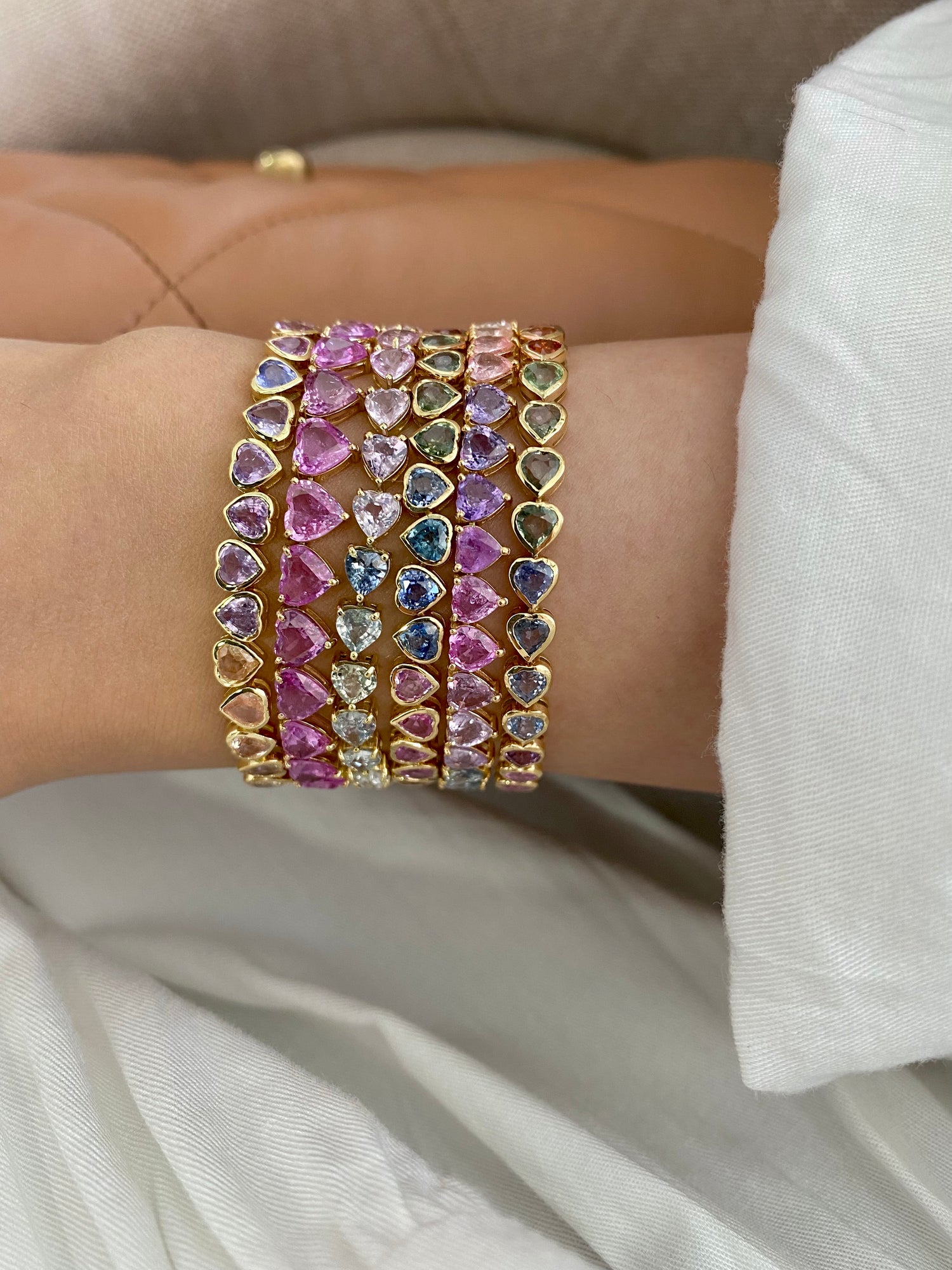 Pink Sapphire Heart Bracelet – SOHO DIAMONDS