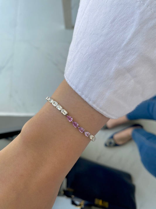 Half Diamond Half Sapphire Bracelet