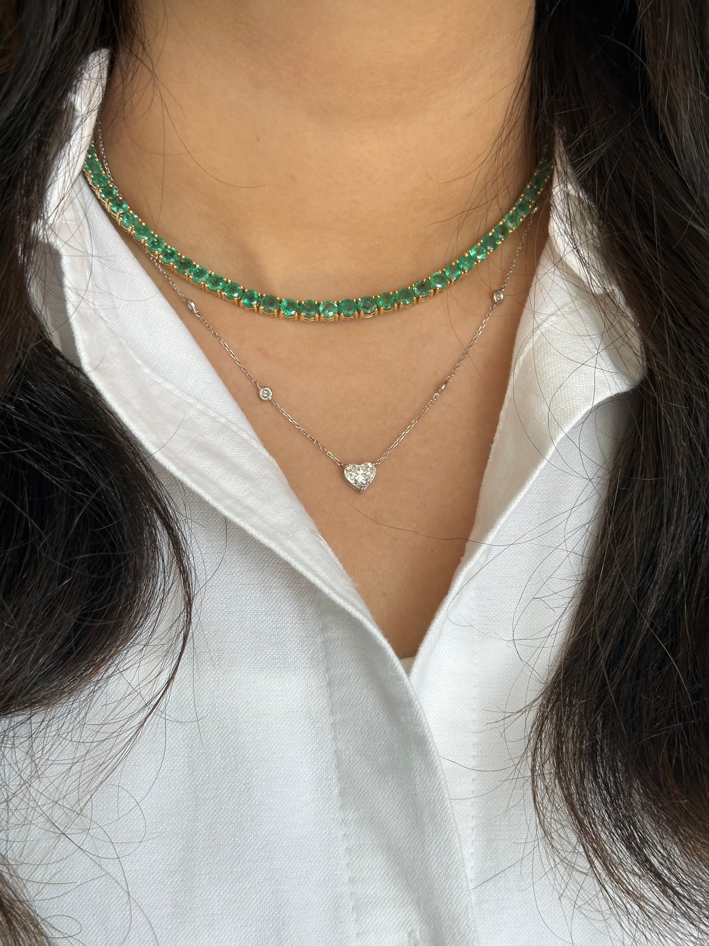 Large Emerald Tennis Necklace