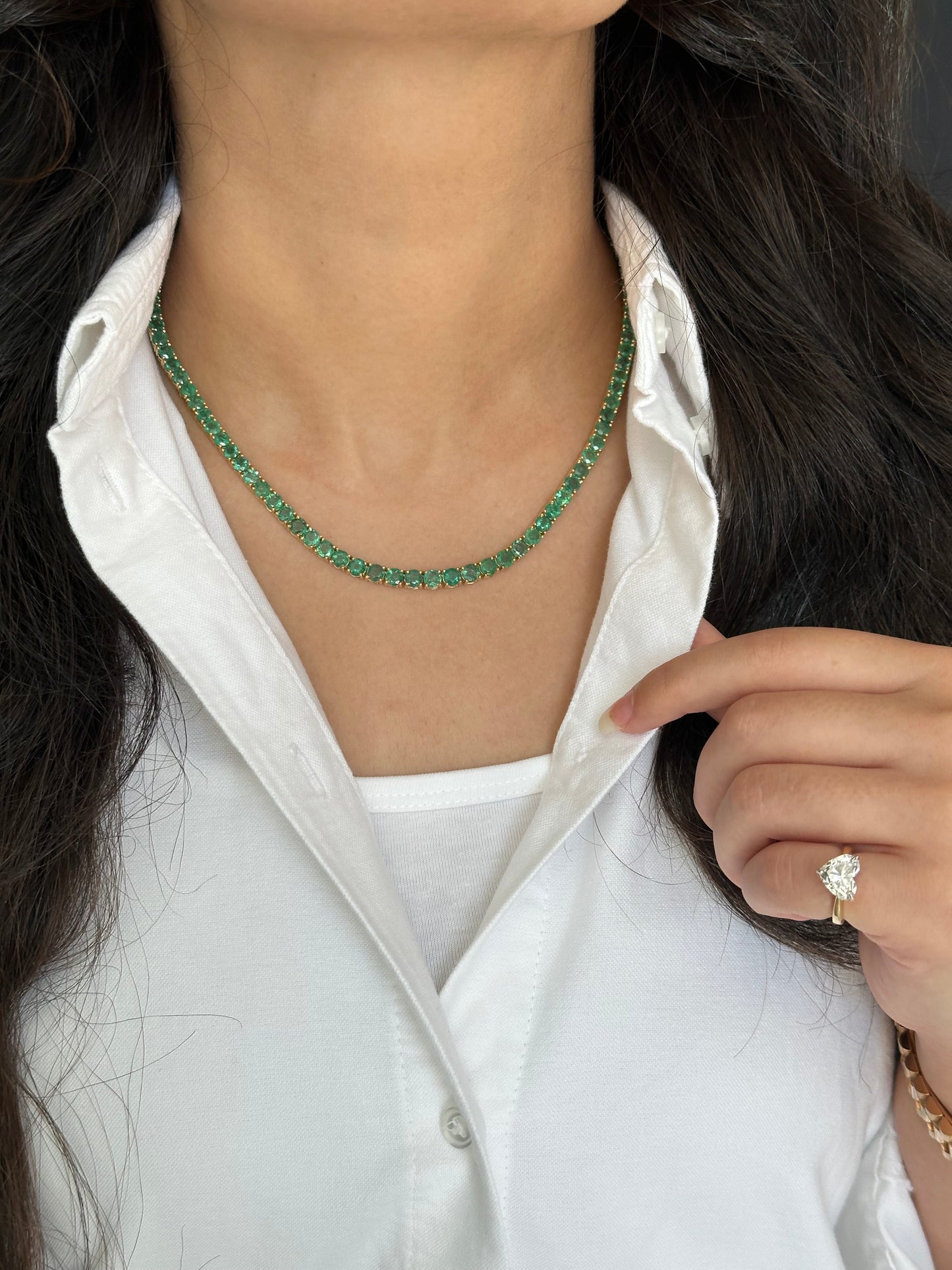 Large Emerald Tennis Necklace