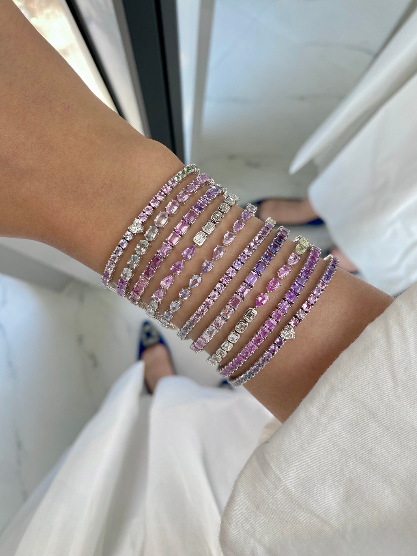 Asscher Cut Pink Purple Ombre Bracelet