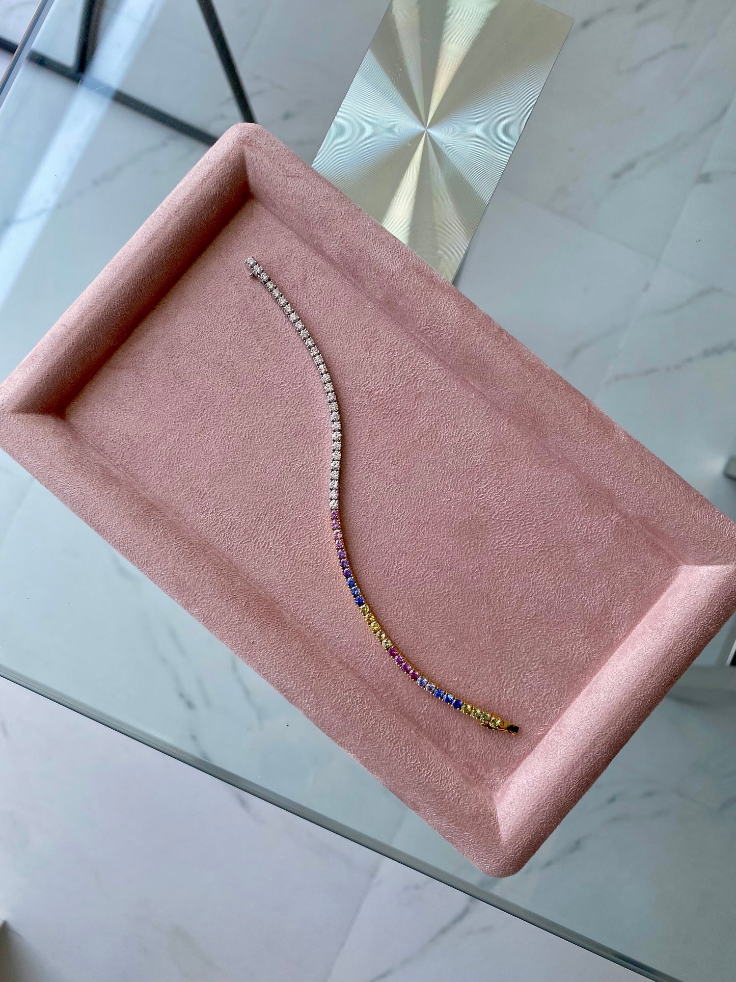 Half Diamond Half Sapphire Bracelet