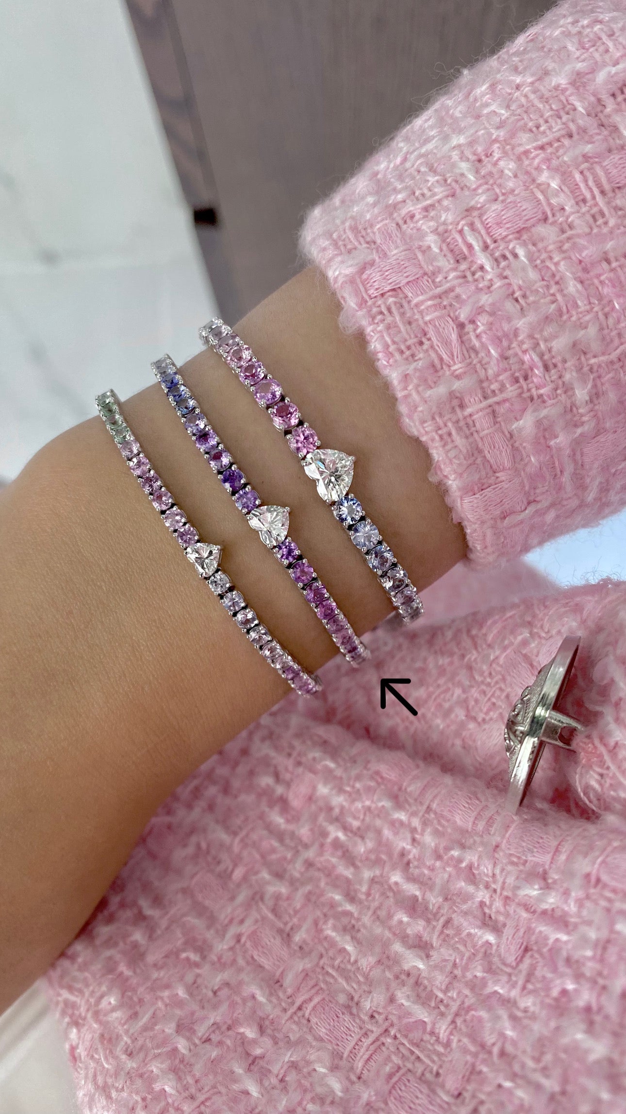 GIA 0.50ct Heart Diamond Pink Purple Bracelet