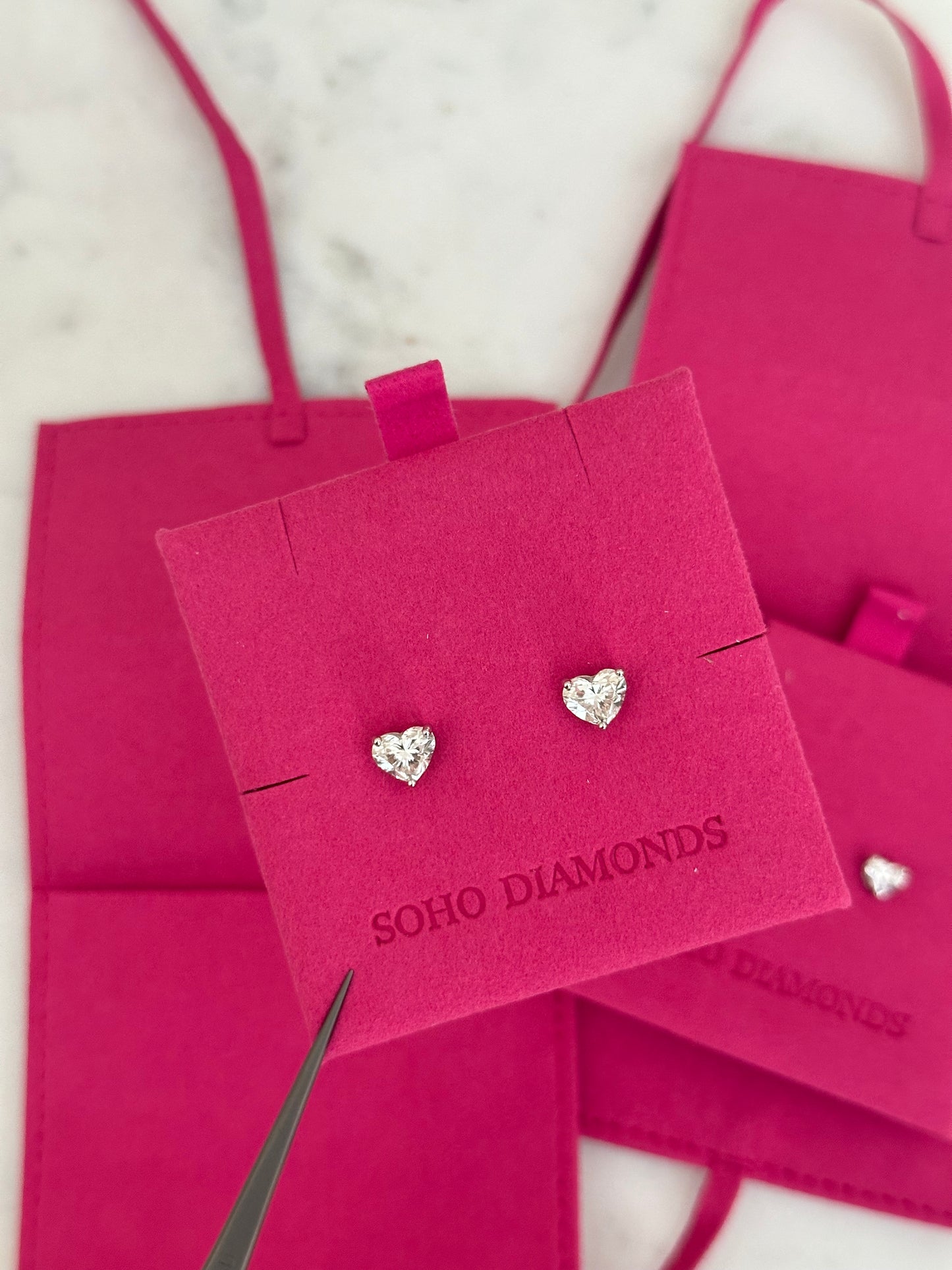 GIA 2.00 tcw Heart Solitaire Studs