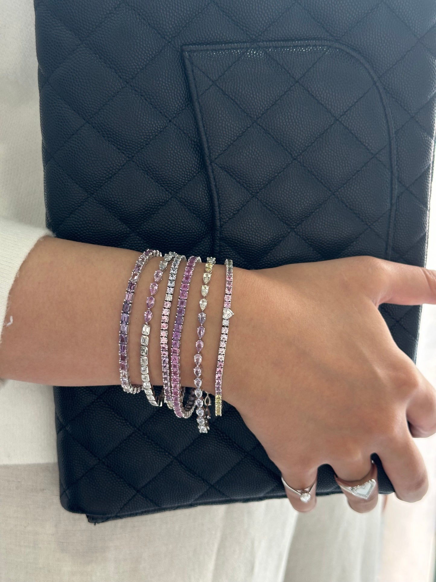 Asscher Cut Pink Purple Ombre Bracelet