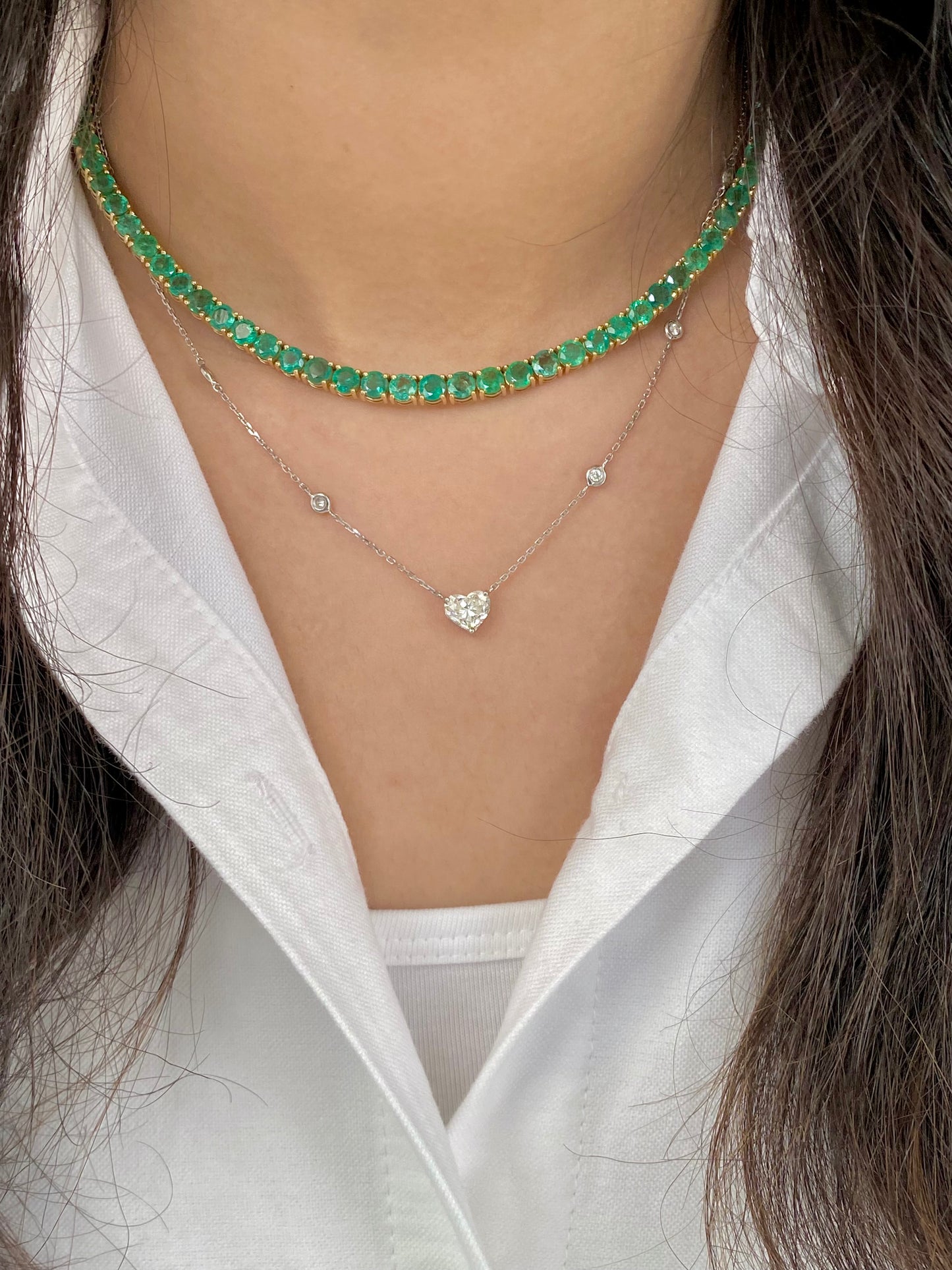 Large Emerald Tennis Necklace