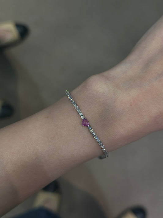 Mini Diamond & Pink Sapphire Tennis Bracelet