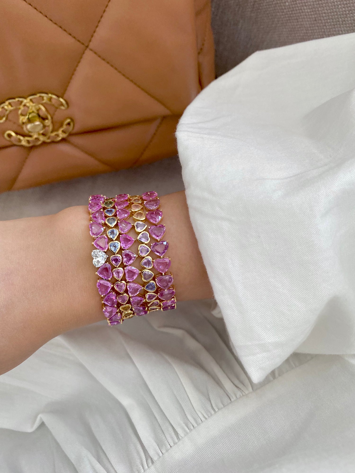 Pink Sapphire Heart Bracelet – SOHO DIAMONDS