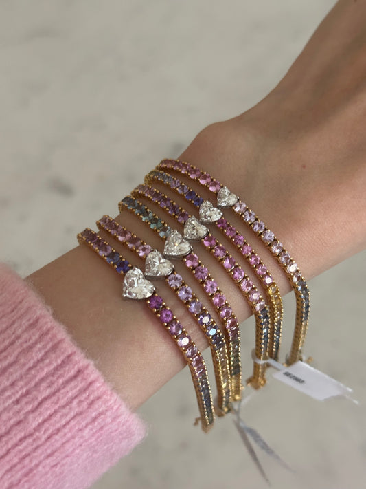 Sweetheart Diamond Heart Rainbow Bracelet