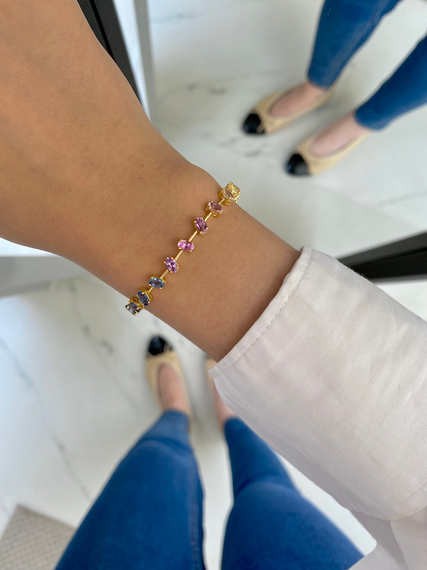 Oval Rainbow Sapphire Bracelet