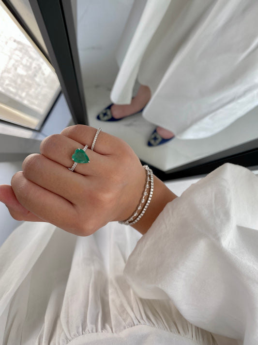 Heart Emerald & Diamond Ring