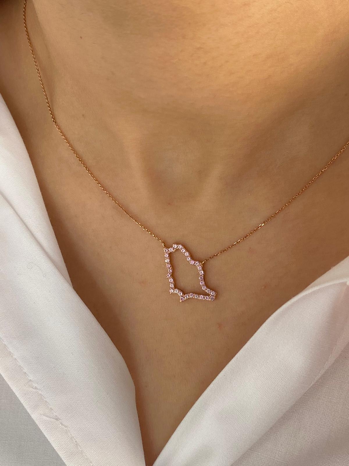 KSA Pink Sapphire Map Necklace
