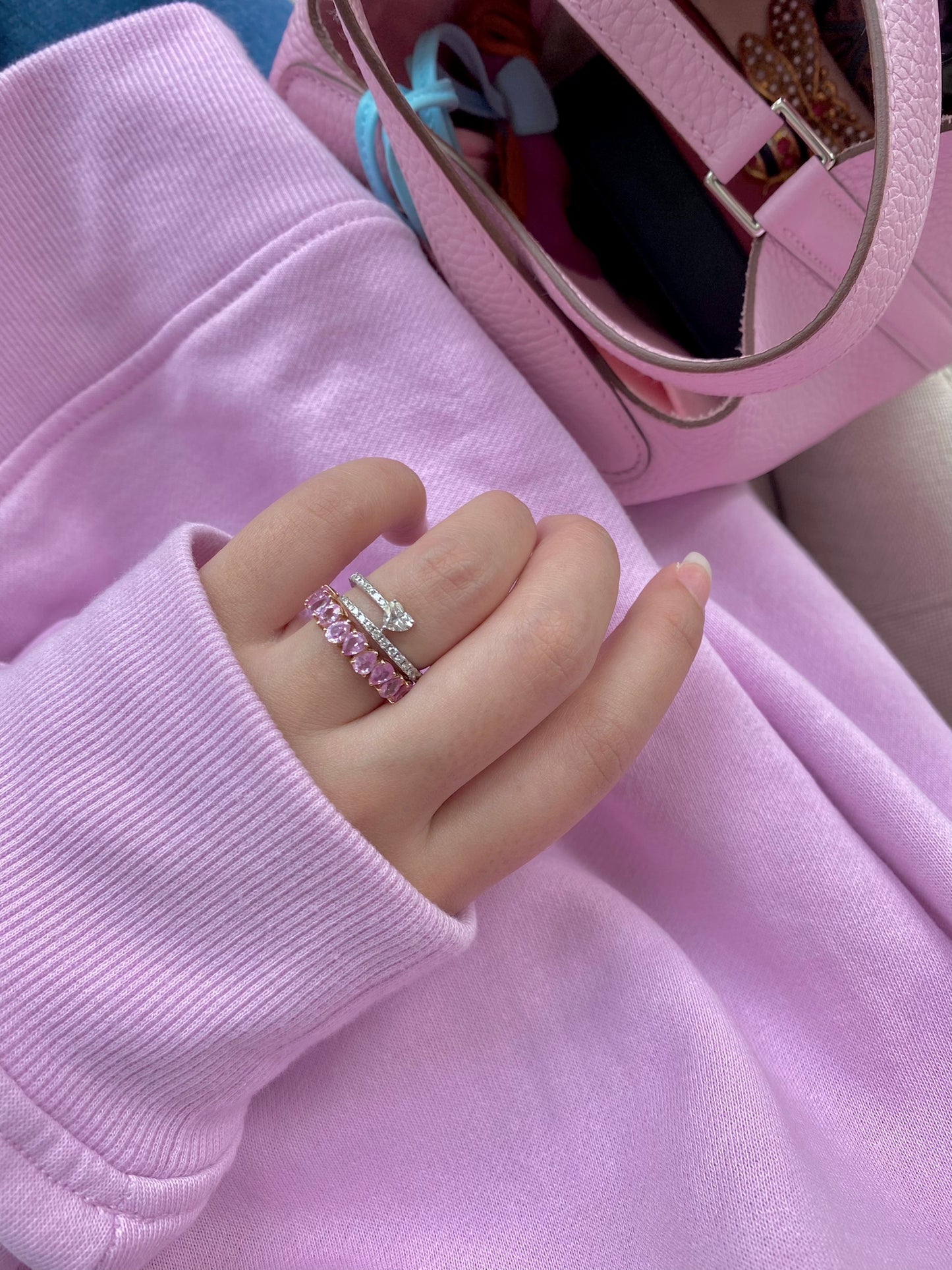 Pink Sapphire Pear Half Ring