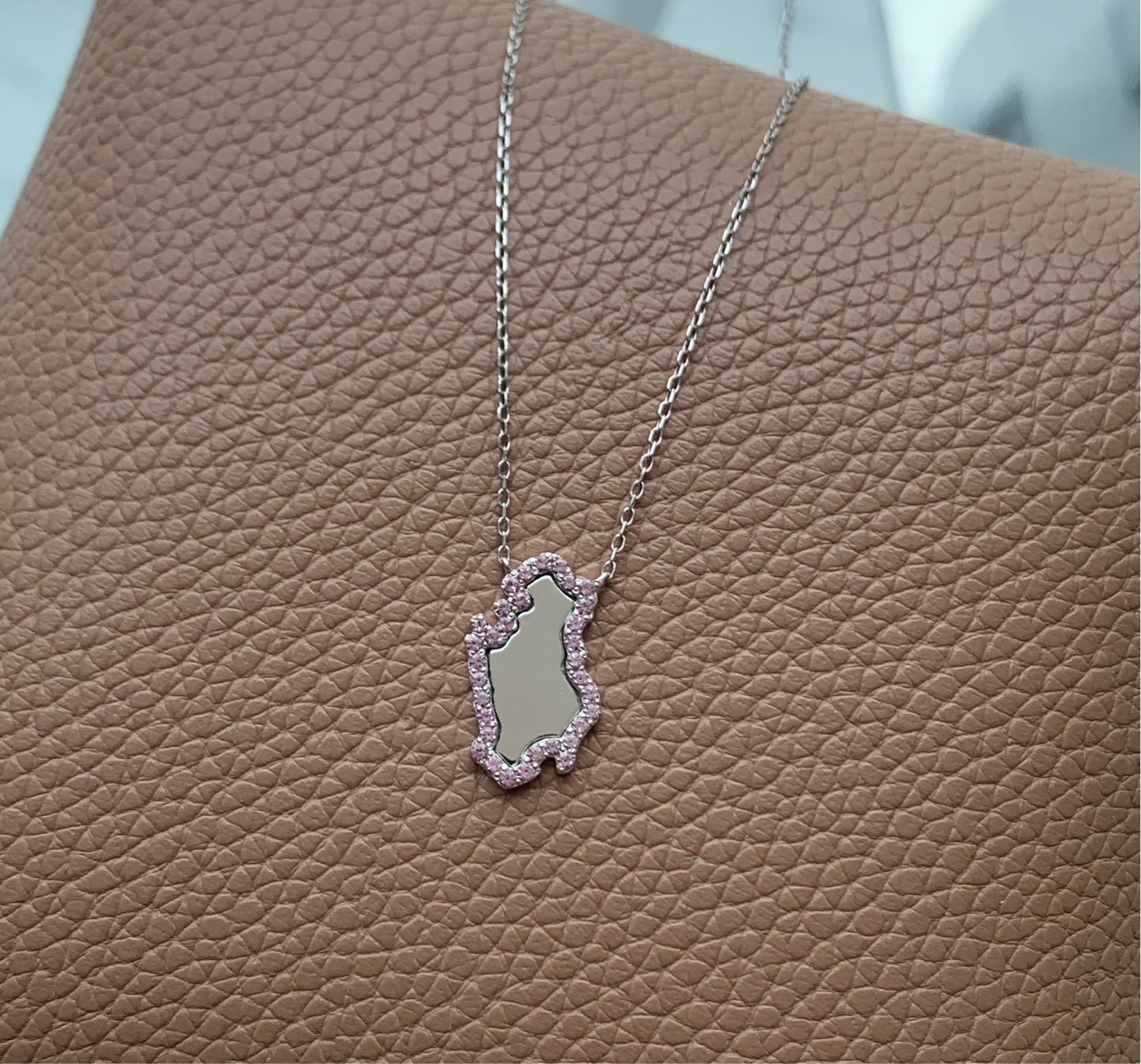 Qatar Pink Sapphire Map Necklace