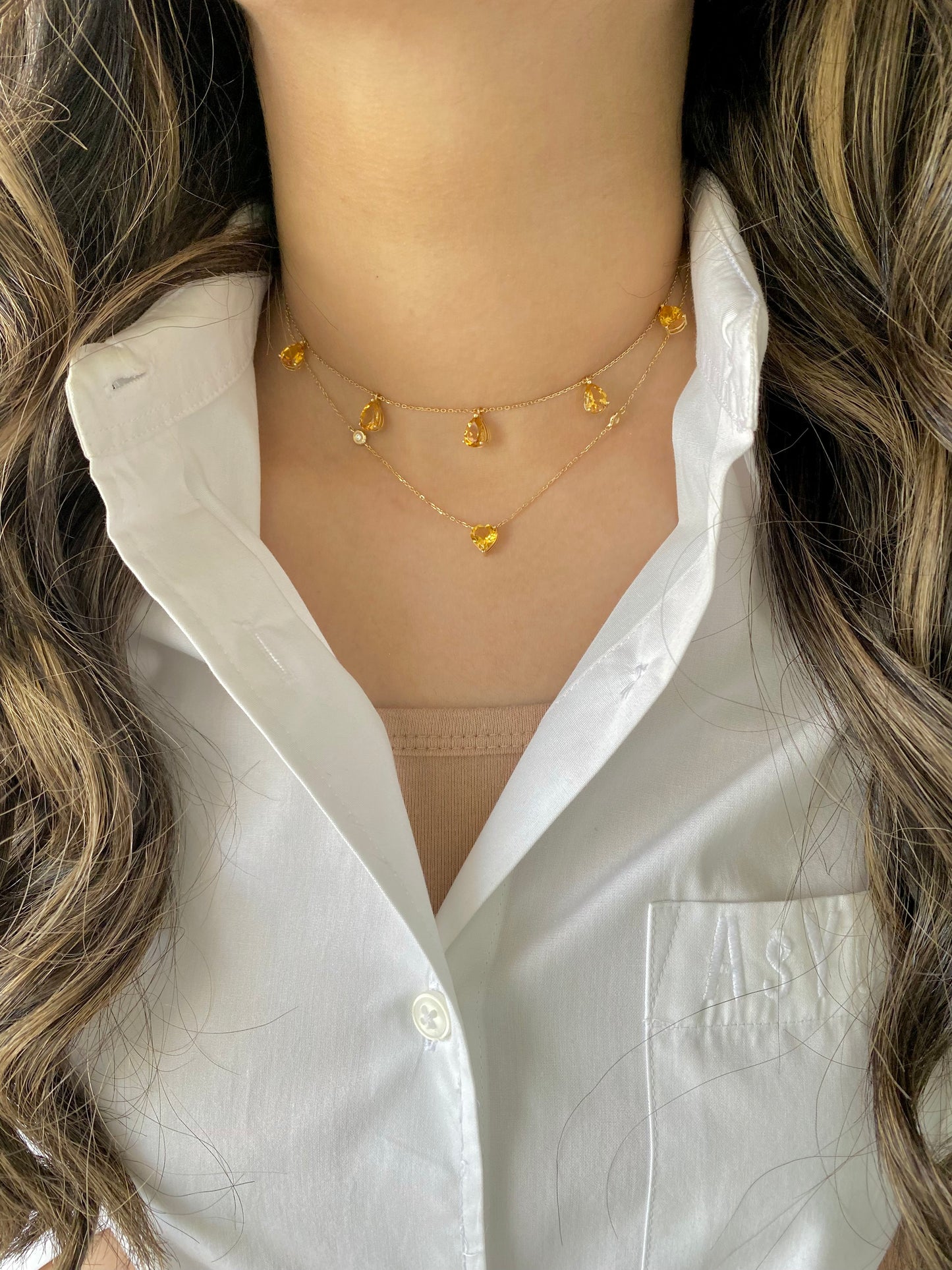Citrine Two Layer Necklace