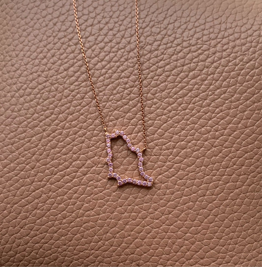 KSA Pink Sapphire Map Necklace