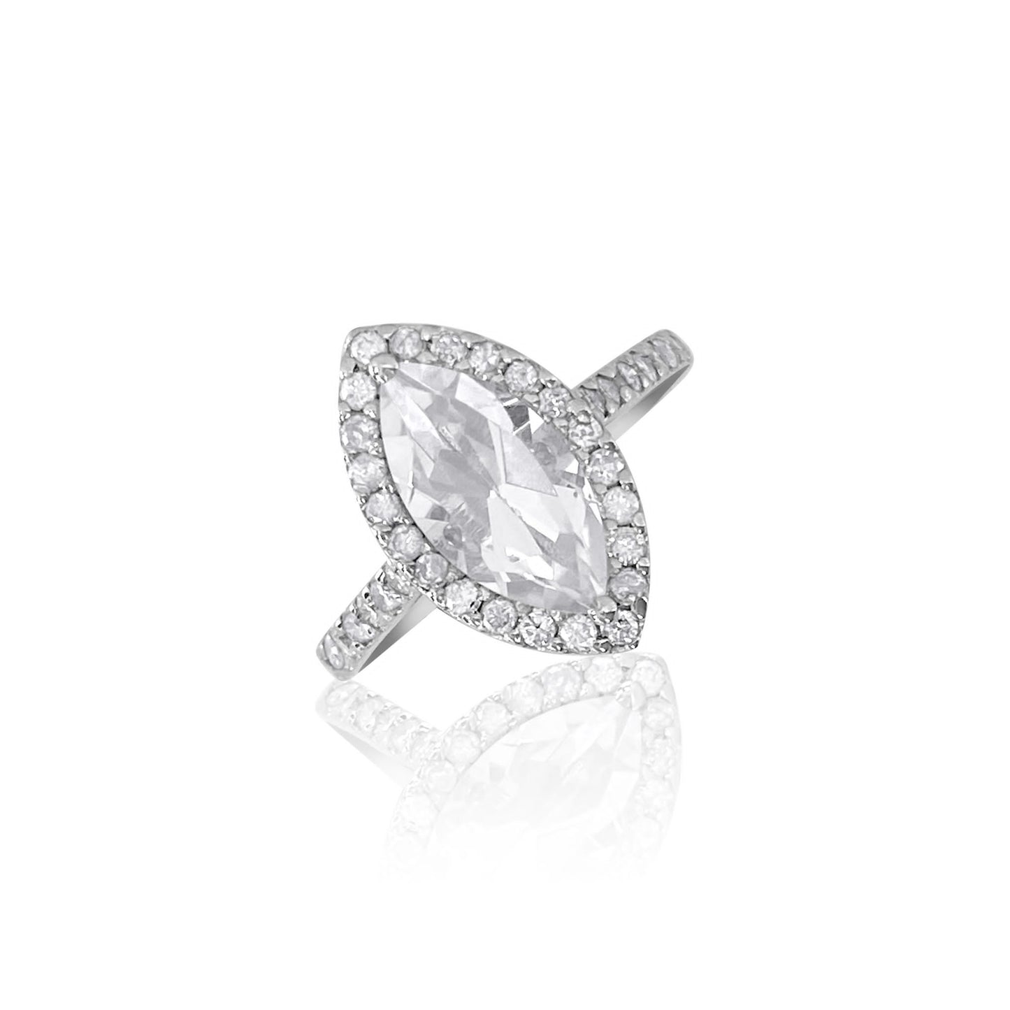 Marquise White Topaz & Diamond Ring